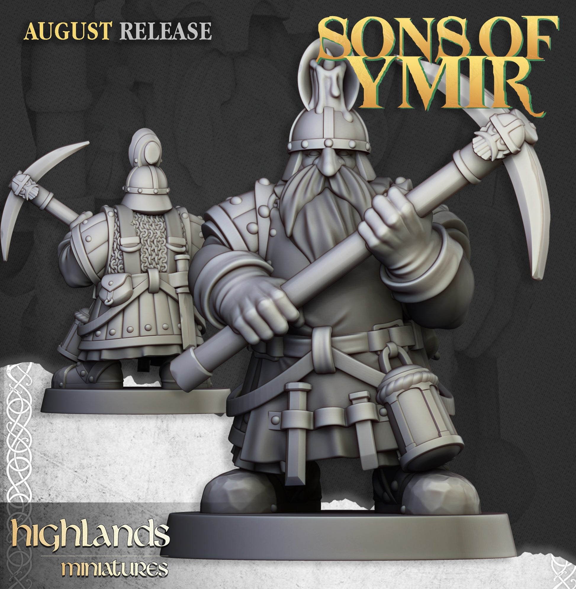 Miniatura Mineros Enanos Enanos resina 28mm sin pintar - Drakholm
