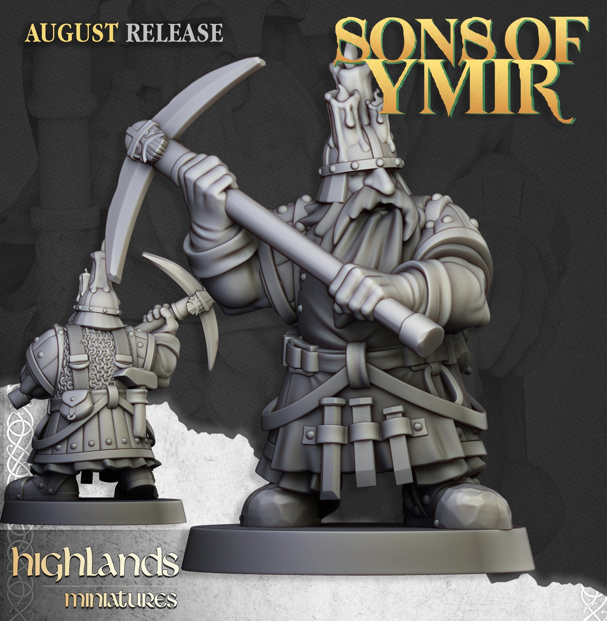 Miniatura Mineros Enanos Enanos resina 28mm sin pintar - Drakholm