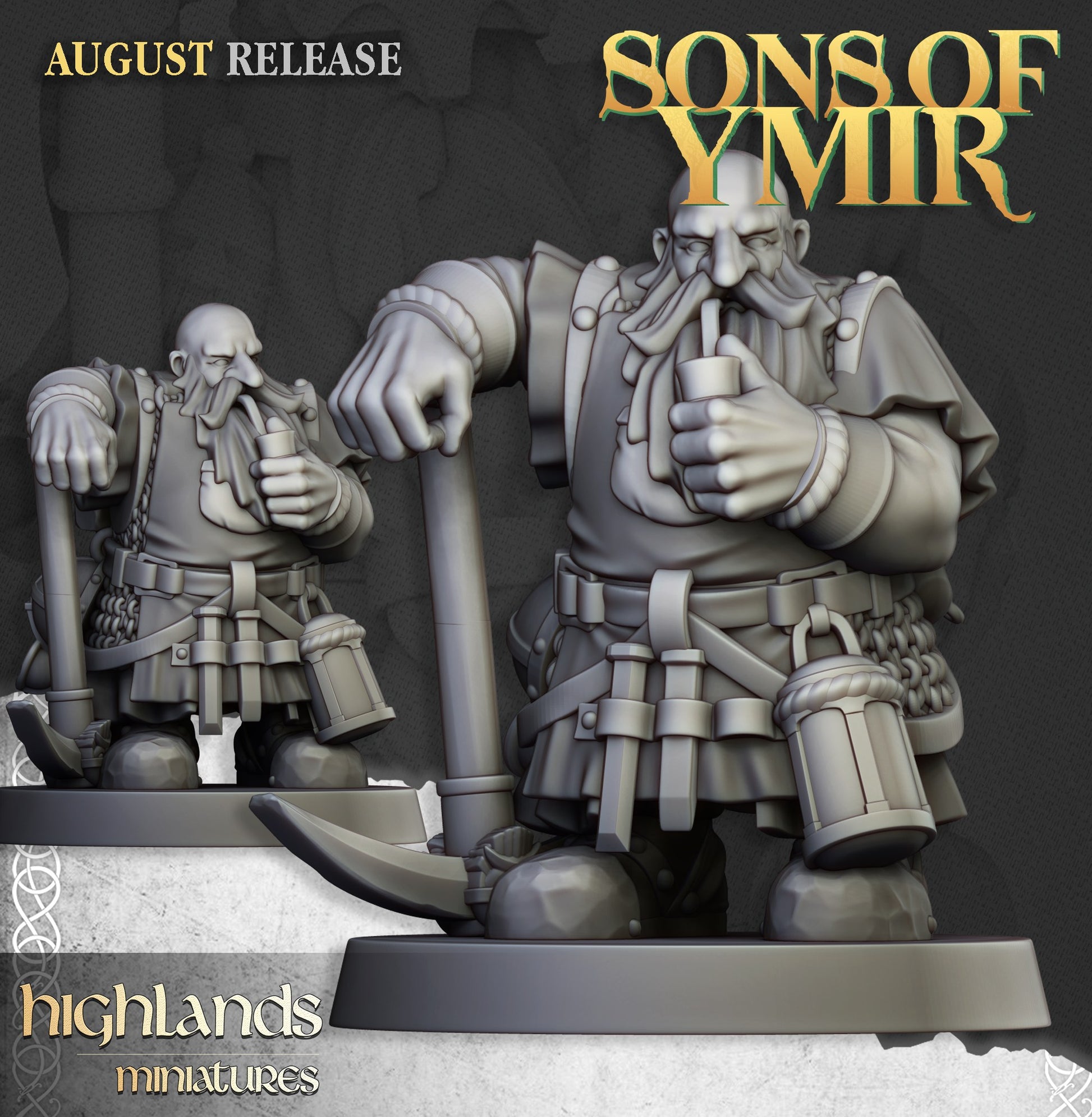Miniatura Mineros Enanos Enanos resina 28mm sin pintar - Drakholm