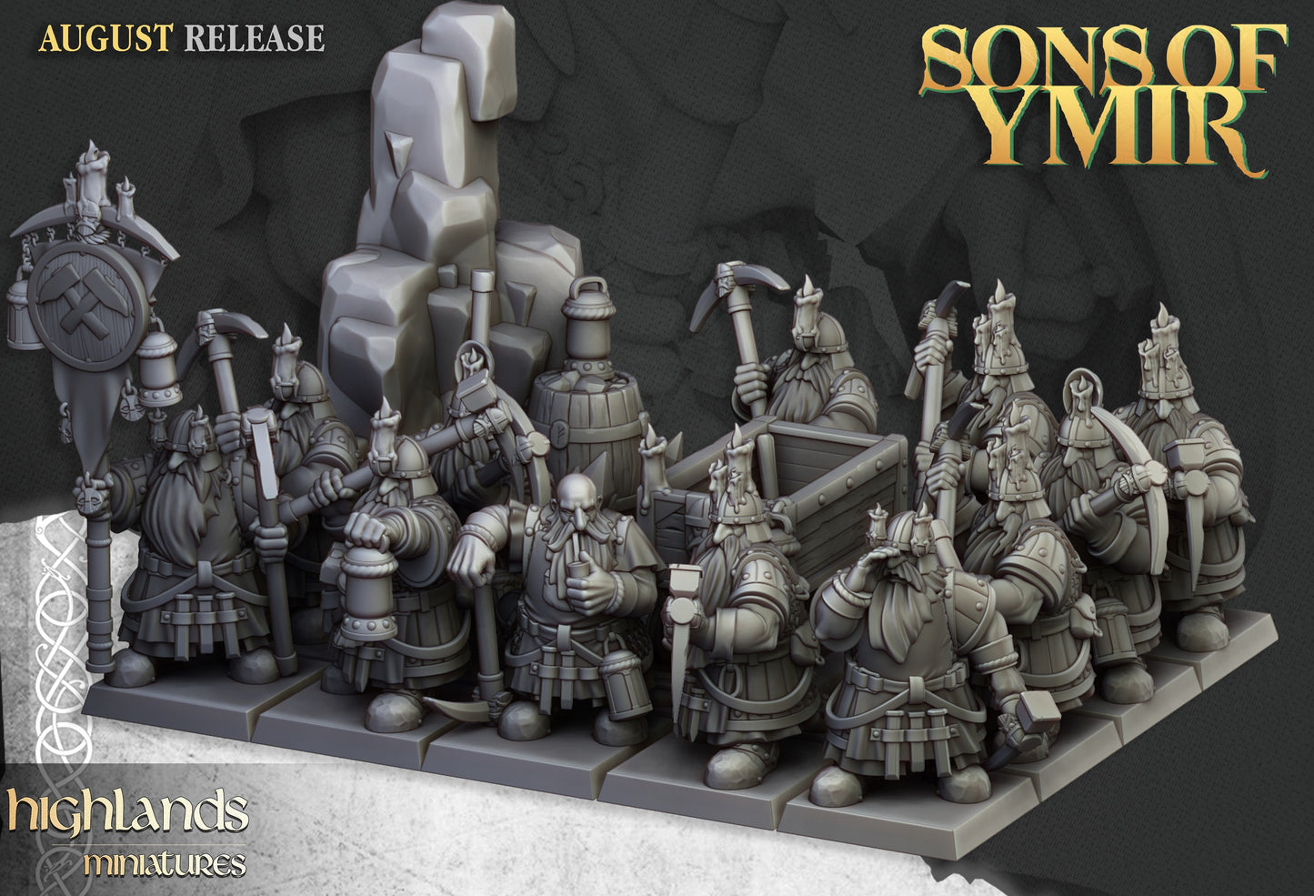 Miniatura Mineros Enanos Enanos resina 28mm sin pintar - Drakholm