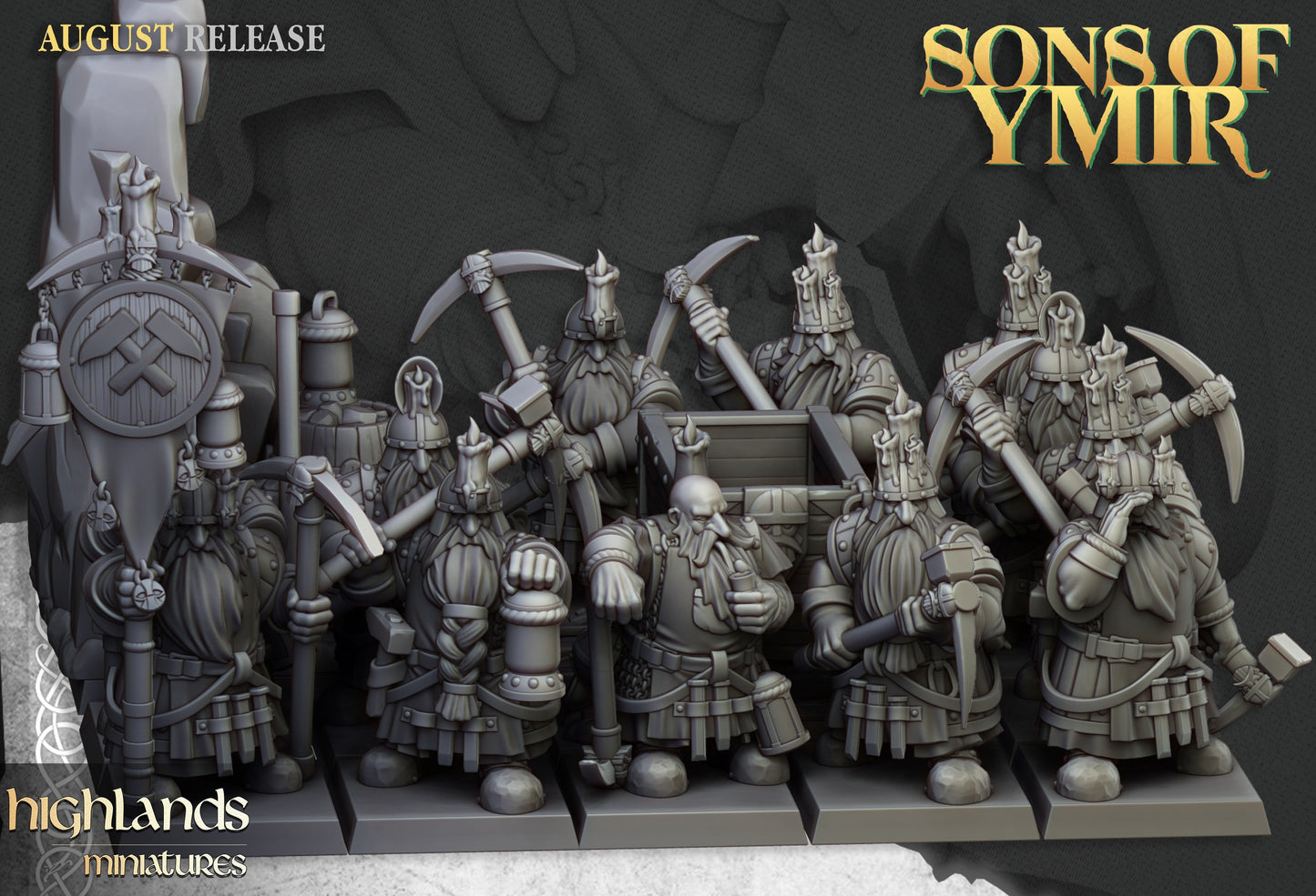 Miniatura Mineros Enanos Enanos resina 28mm sin pintar - Drakholm