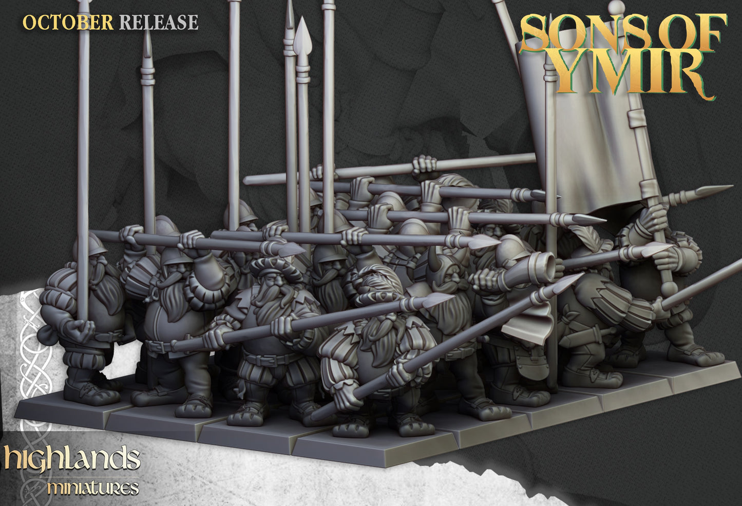 Miniatura Unidad de Piqueros Enanos Enanos resina 28mm sin pintar - Drakholm
