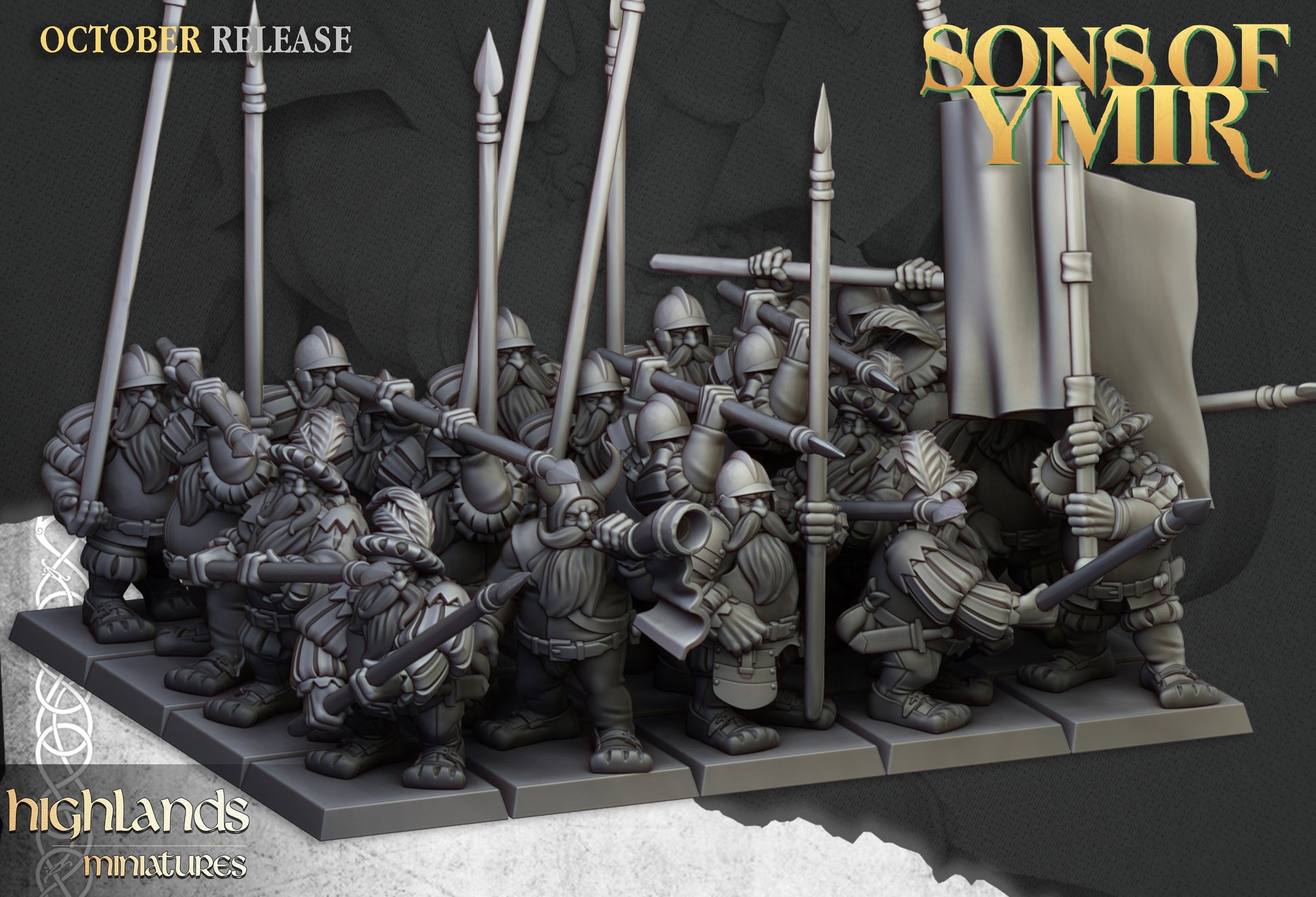 Miniatura Unidad de Piqueros Enanos Enanos resina 28mm sin pintar - Drakholm