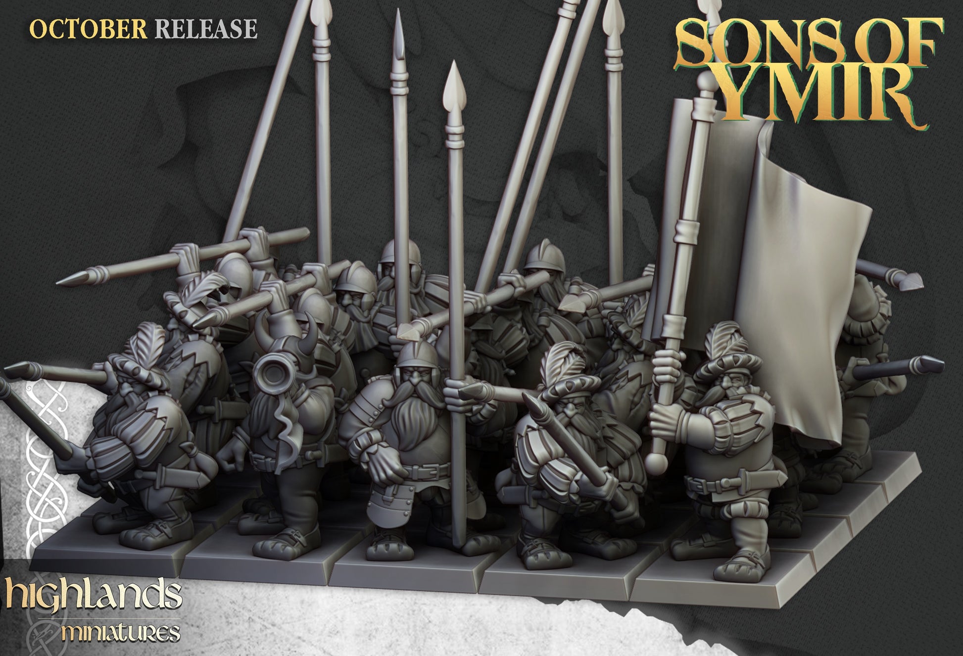 Miniatura Unidad de Piqueros Enanos Enanos resina 28mm sin pintar - Drakholm