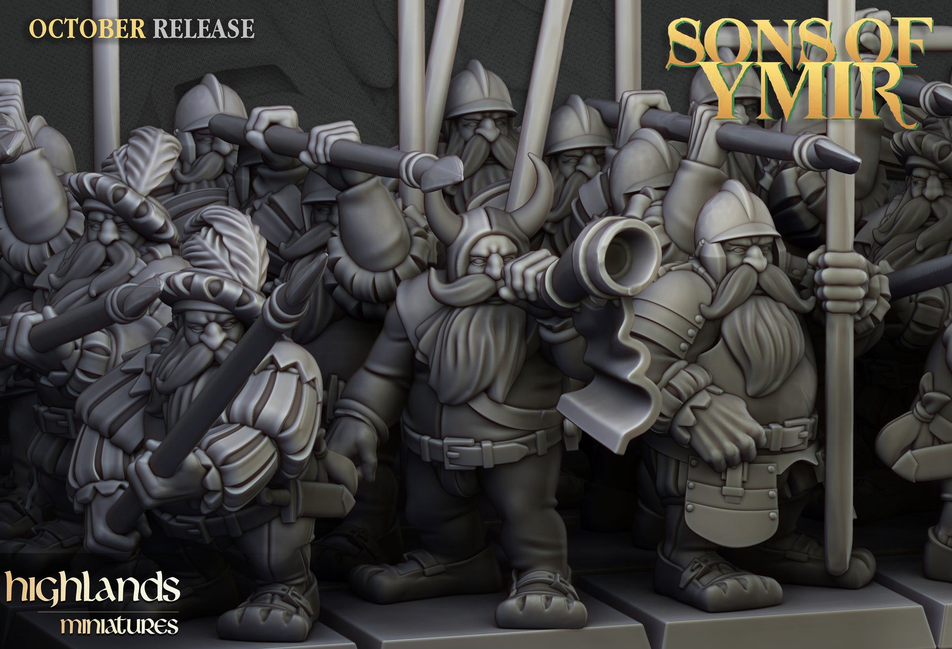 Miniatura Unidad de Piqueros Enanos Enanos resina 28mm sin pintar - Drakholm