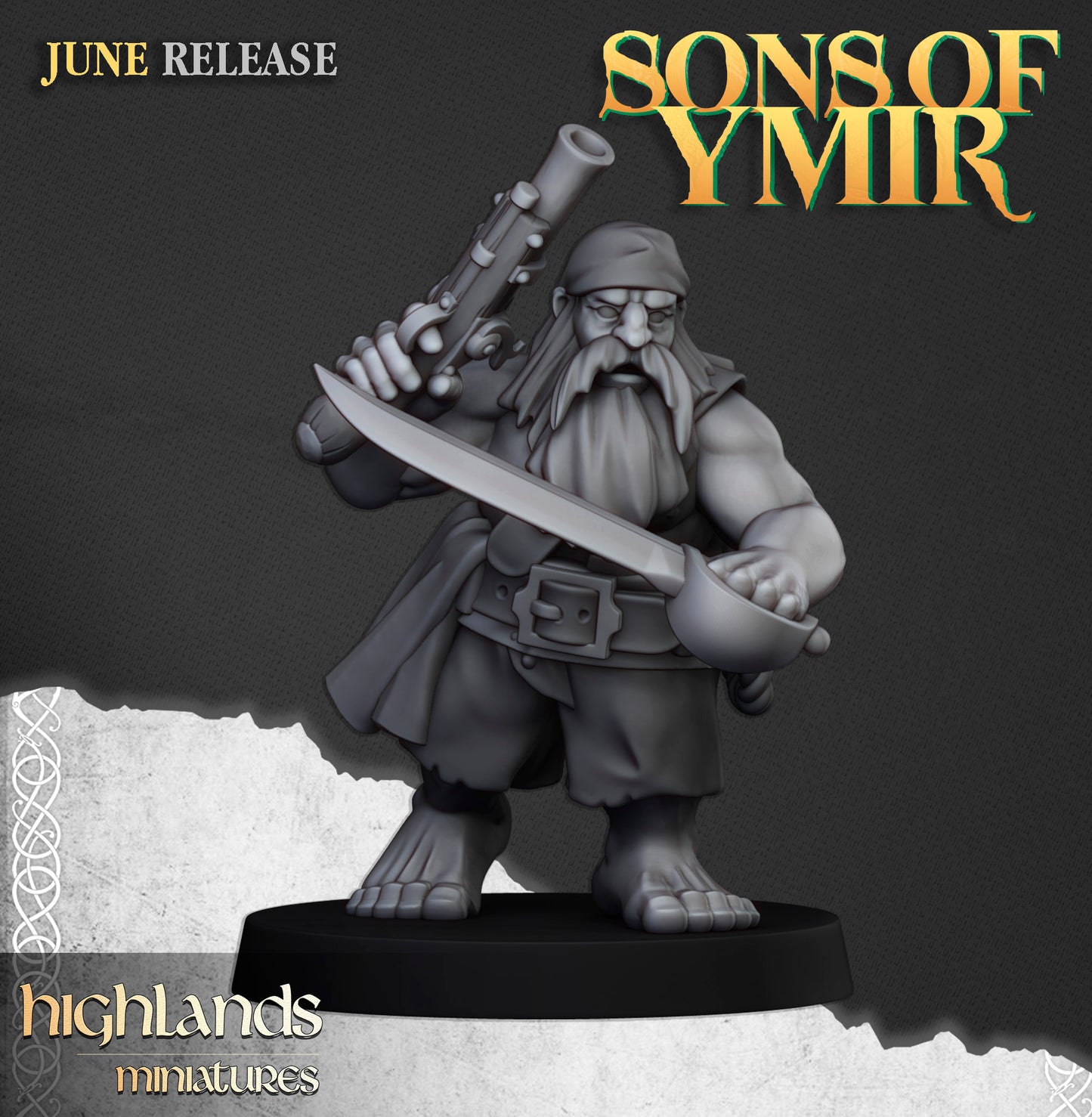 Miniatura Piratas Enanos Enanos resina 28mm sin pintar - Drakholm