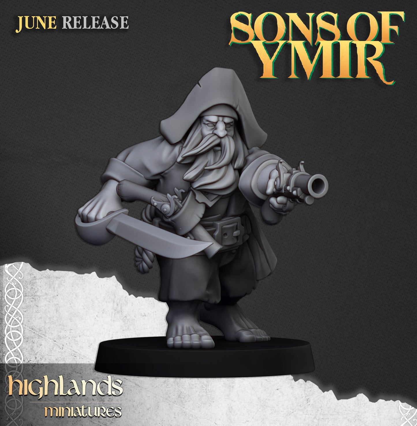 Miniatura Piratas Enanos Enanos resina 28mm sin pintar - Drakholm