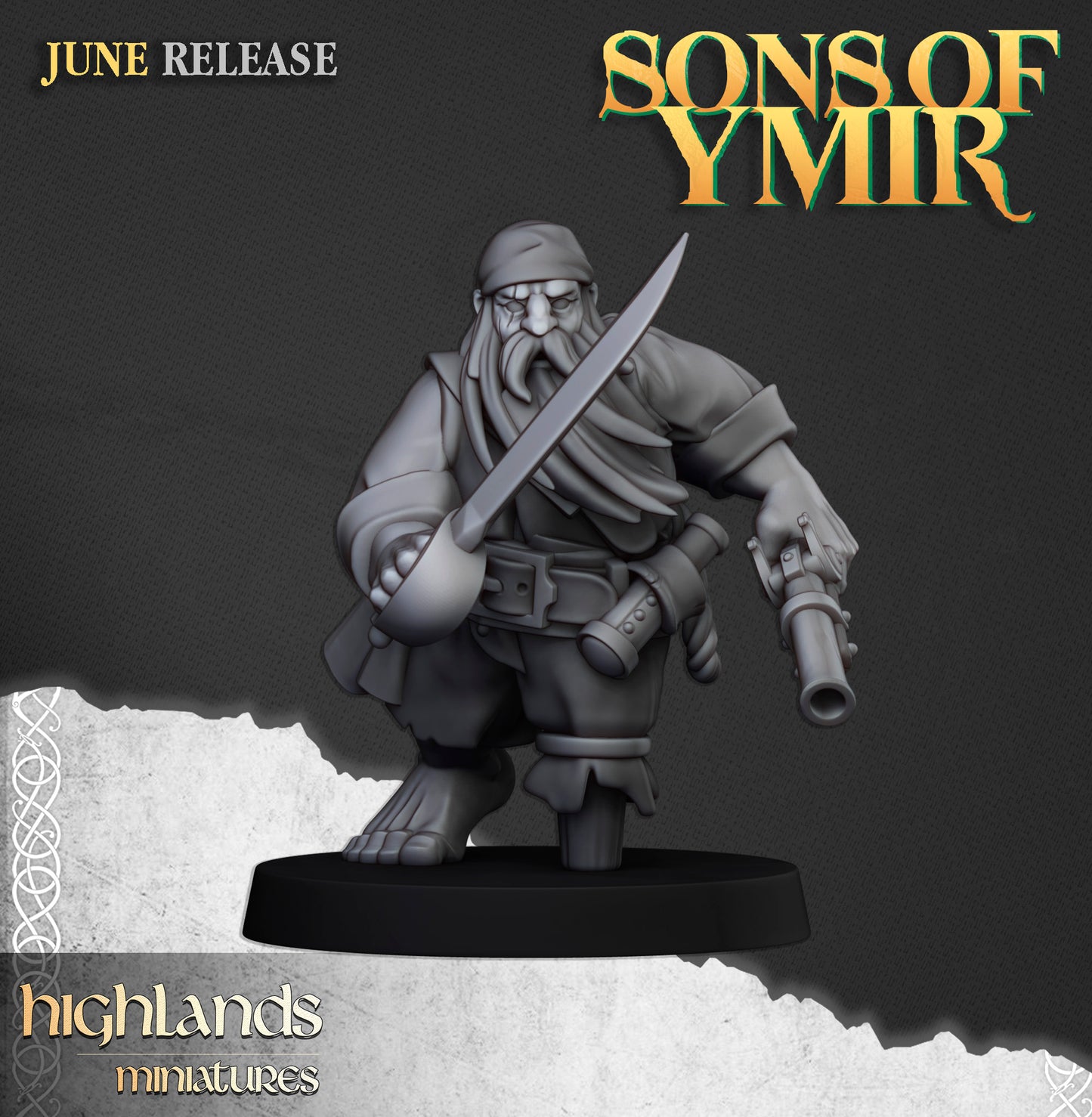 Miniatura Piratas Enanos Enanos resina 28mm sin pintar - Drakholm