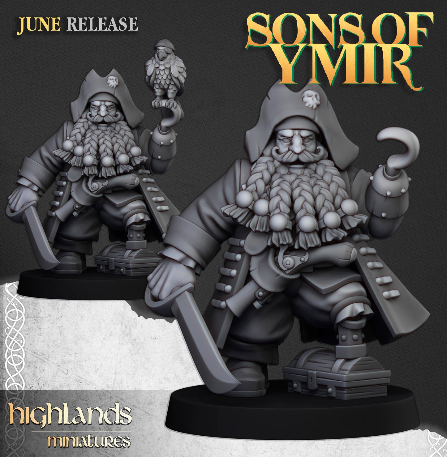 Miniatura Piratas Enanos Enanos resina 28mm sin pintar - Drakholm