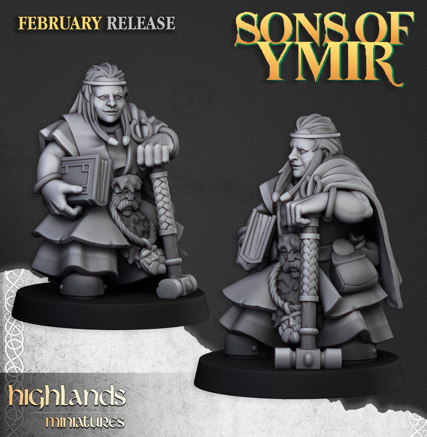 Miniatura Sacerdotes Rúnicos Enanos Enanos resina 28mm sin pintar - Drakholm