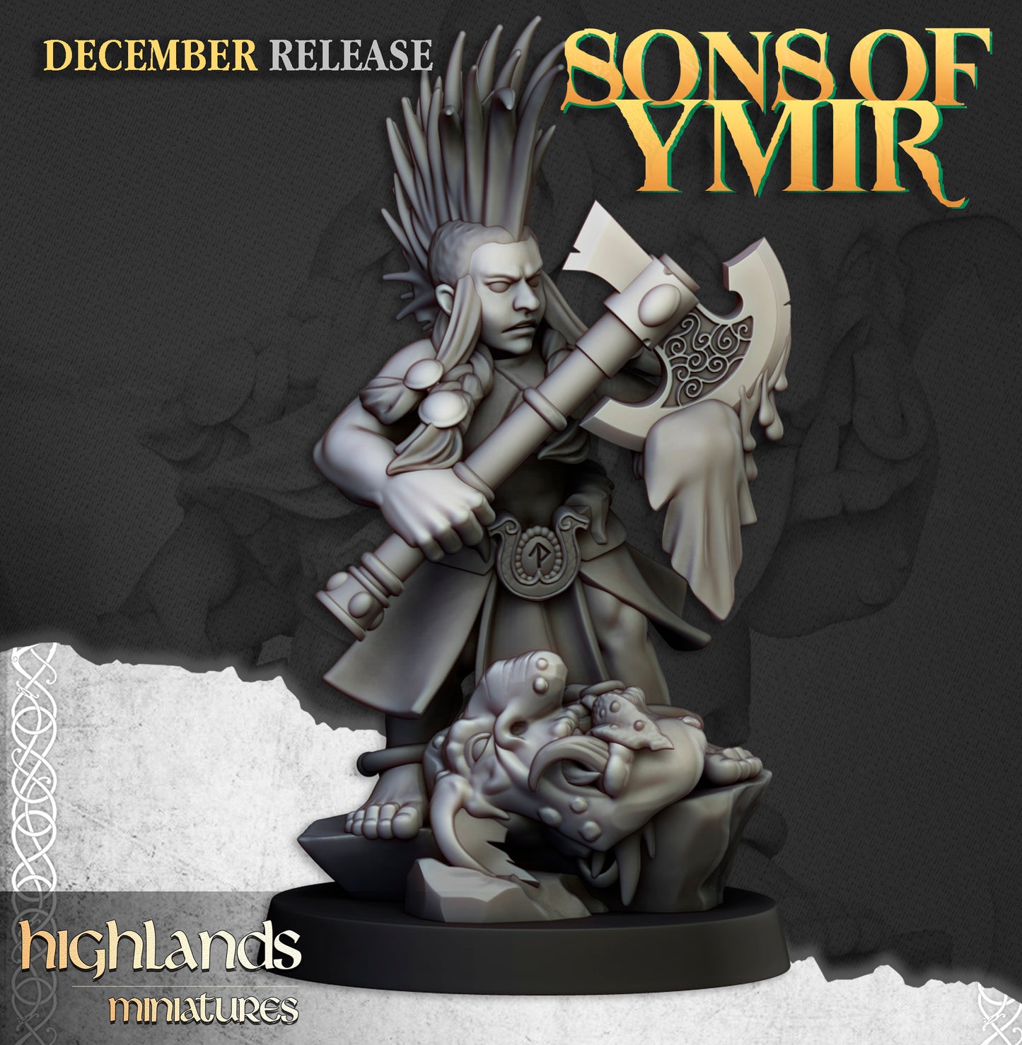Miniatura Cazador de Trolls Enanos resina 28mm sin pintar - Drakholm
