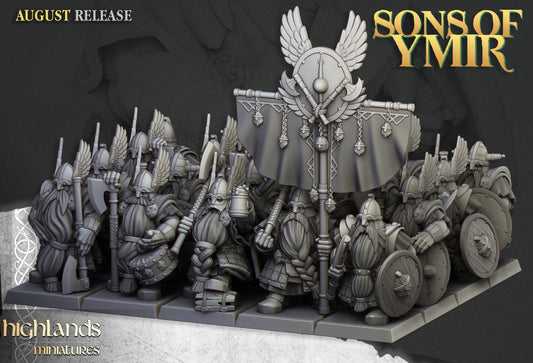 Miniatura Veteranos Enanos Enanos resina 28mm sin pintar - Drakholm