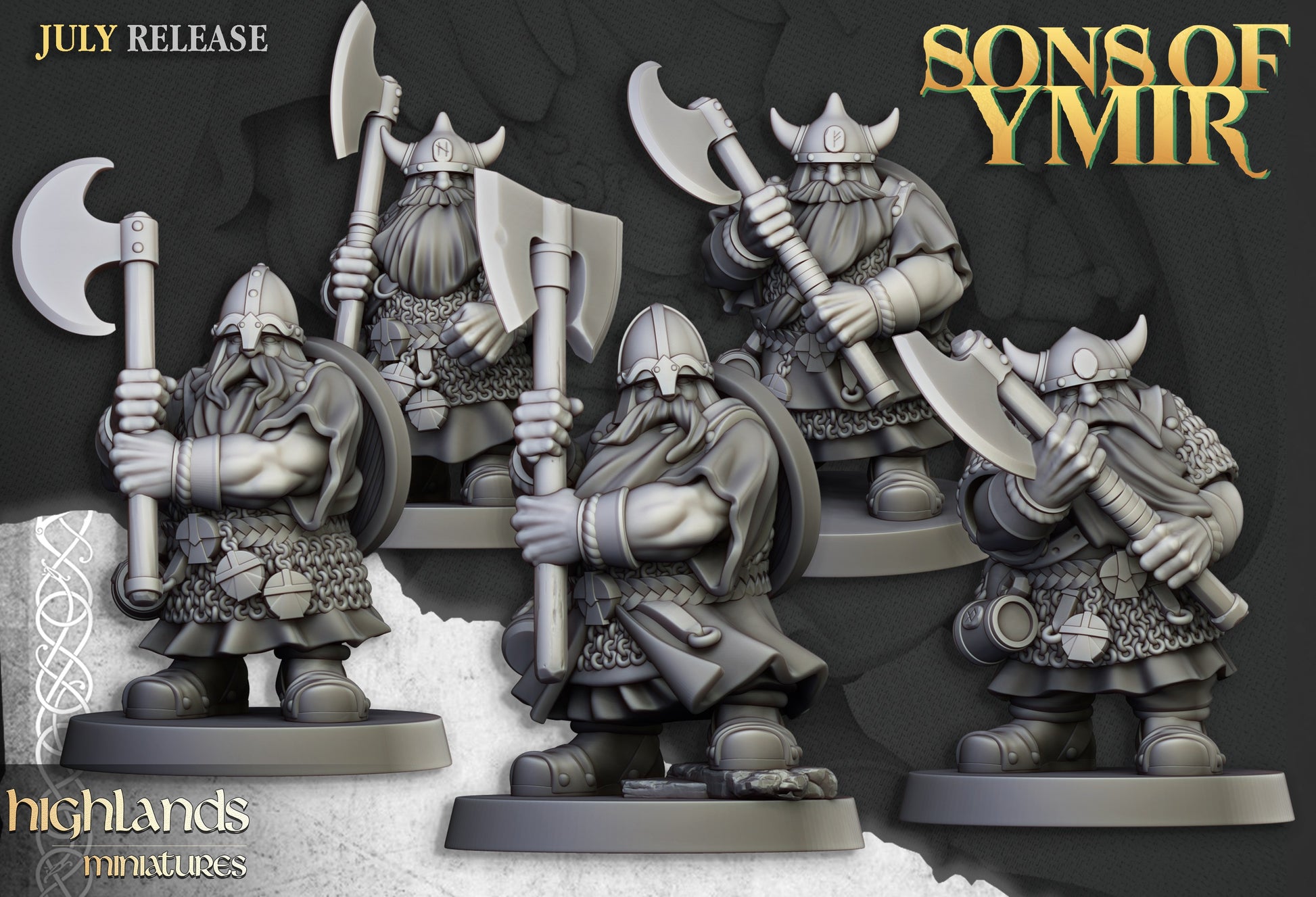Miniatura Guerreros Enanos con Armas a Dos Manos Enanos resina 28mm sin pintar - Drakholm