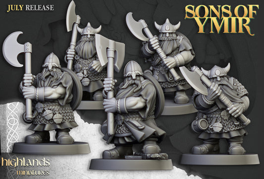 Miniatura Guerreros Enanos con Armas a Dos Manos Enanos resina 28mm sin pintar - Drakholm