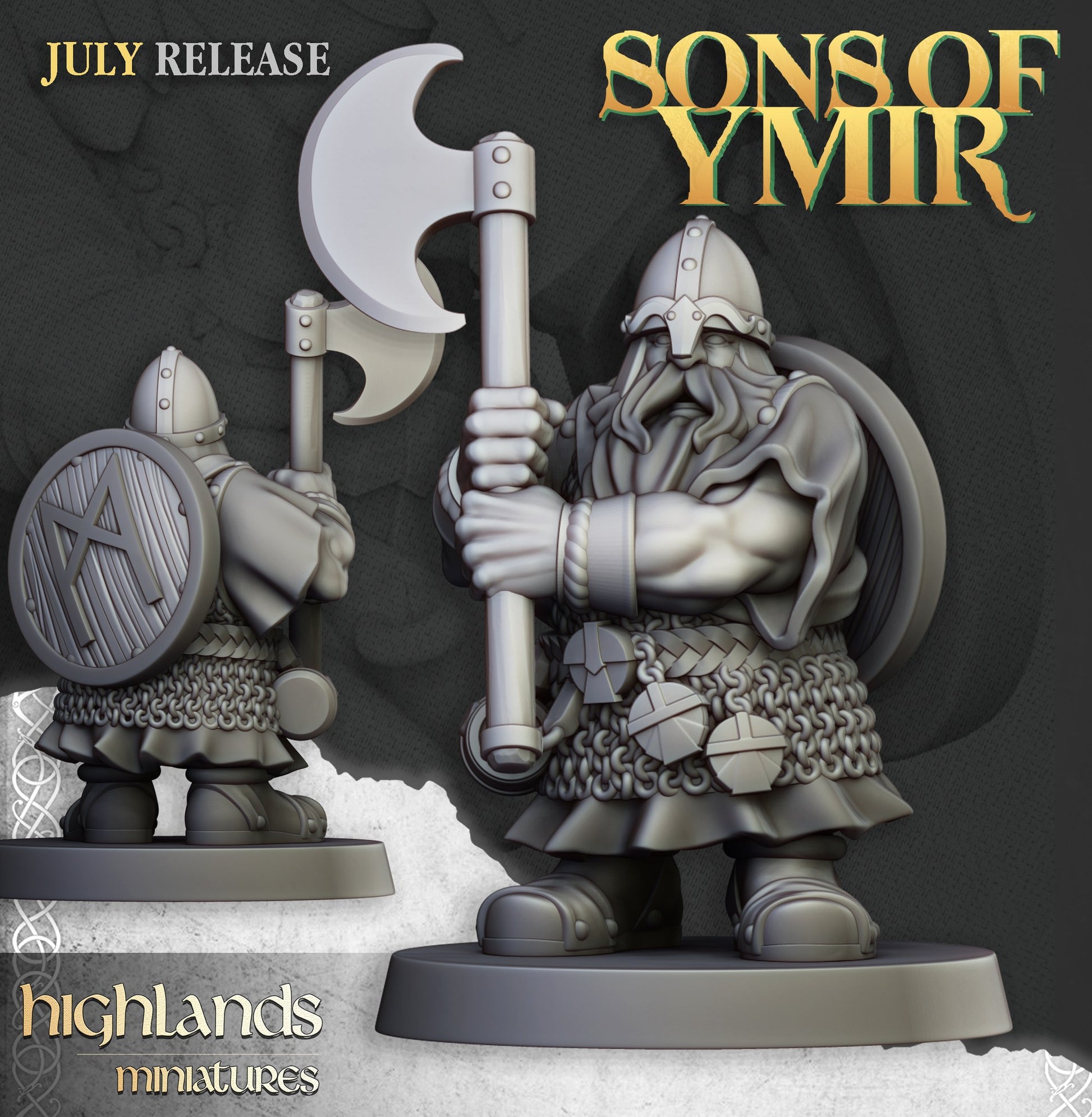Miniatura Guerreros Enanos con Armas a Dos Manos Enanos resina 28mm sin pintar - Drakholm