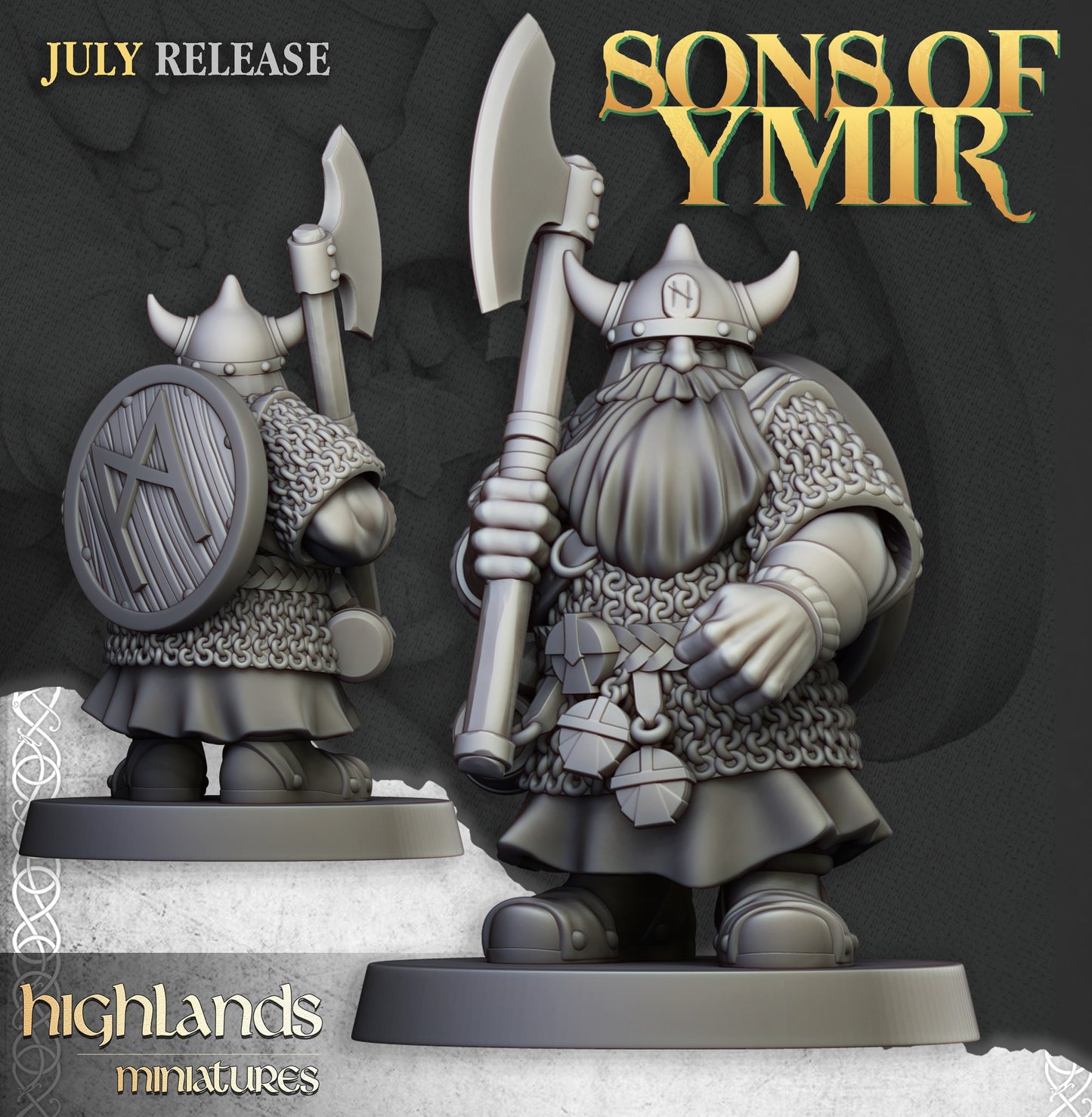 Miniatura Guerreros Enanos con Armas a Dos Manos Enanos resina 28mm sin pintar - Drakholm