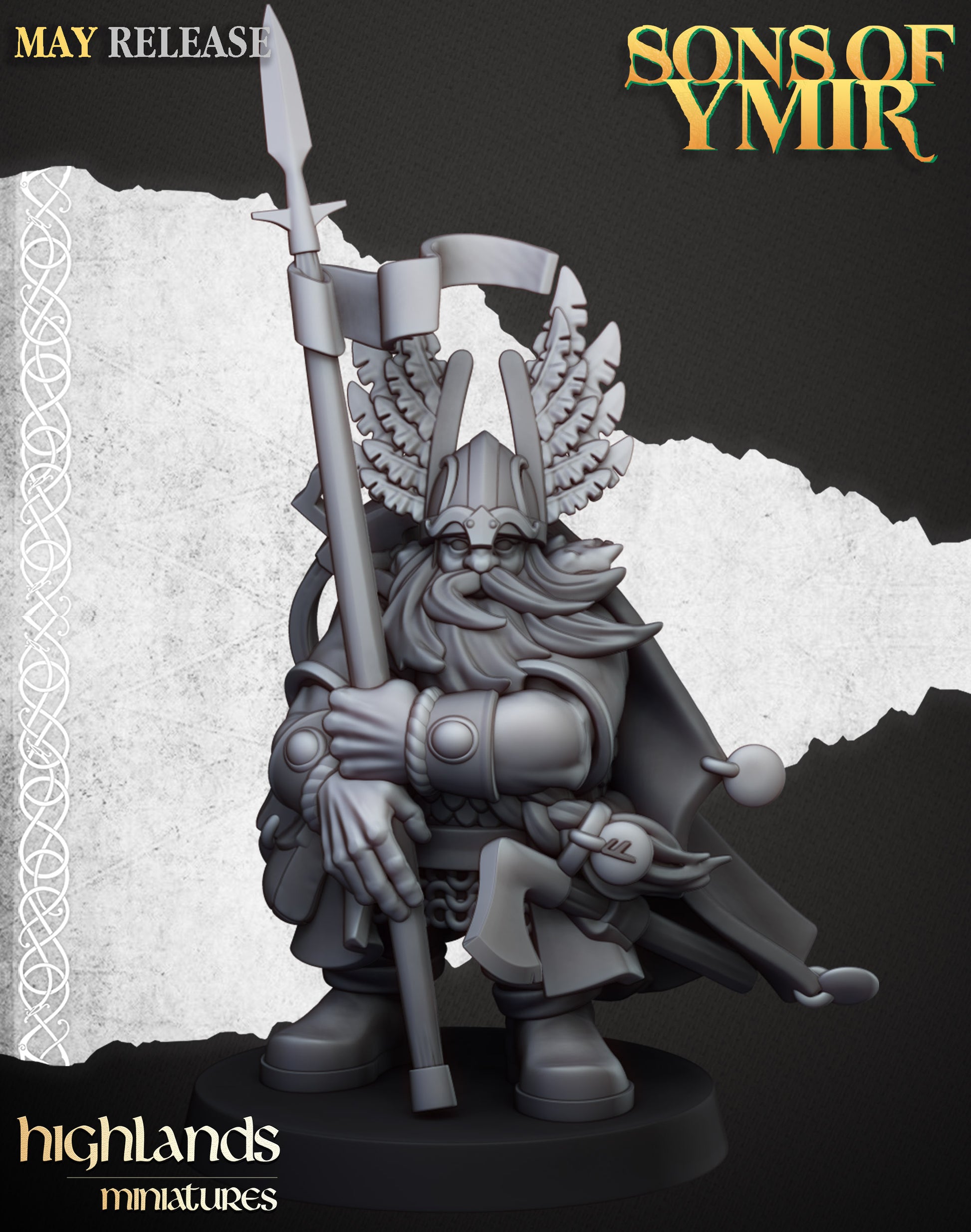 Miniatura Héroe de las Montañas Enanos resina 28mm sin pintar - Drakholm