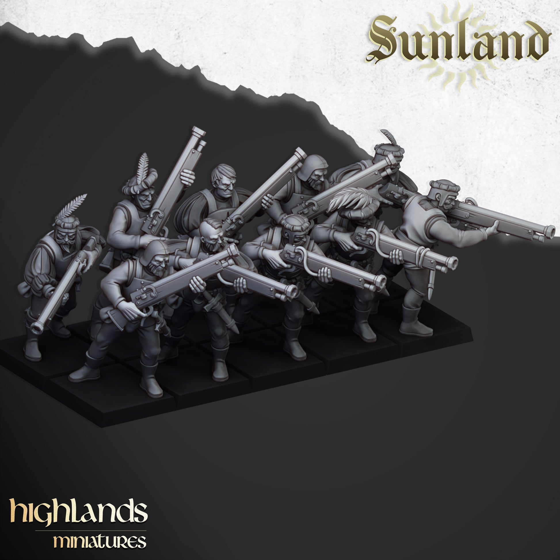 Miniatura Arcabuceros Sunland Imperio resina 28mm sin pintar - Drakholm