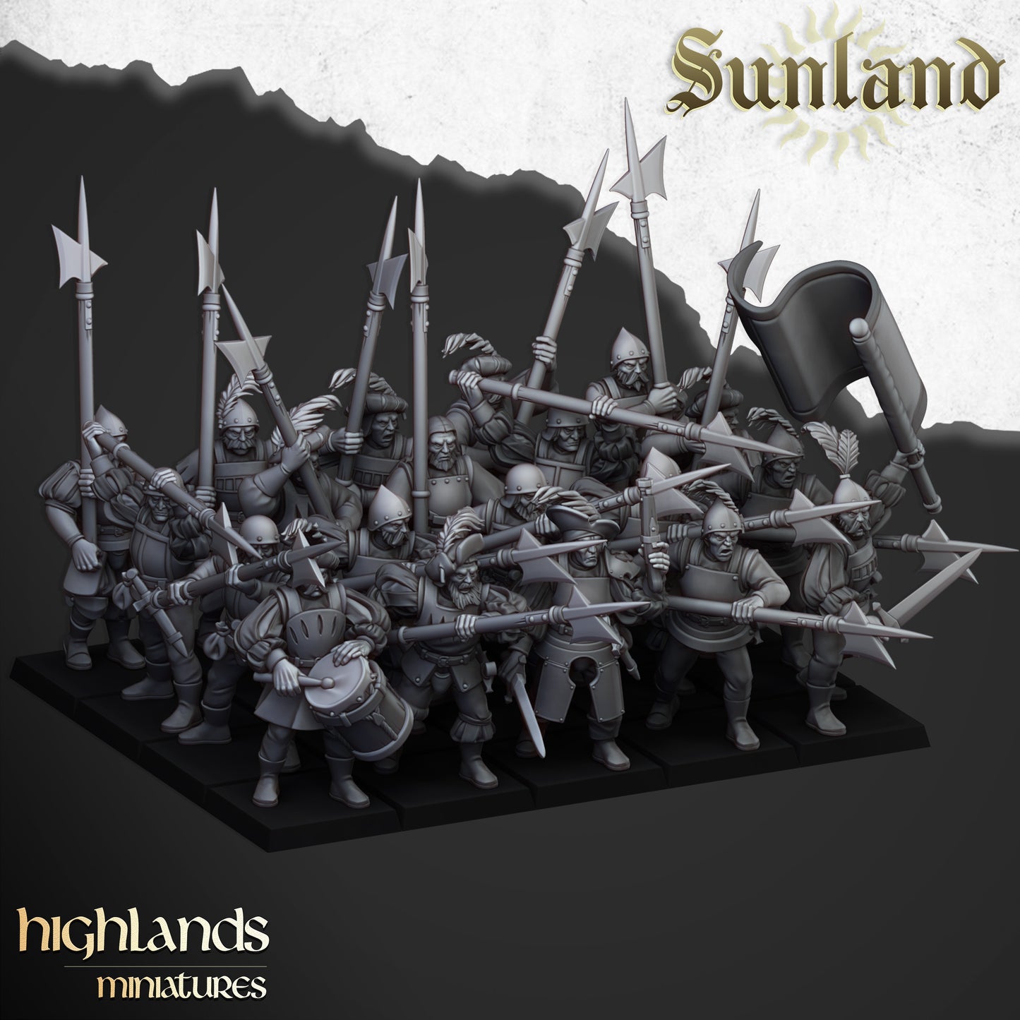 Miniatura Tropas con Alabardas Imperio resina 28mm sin pintar - Drakholm