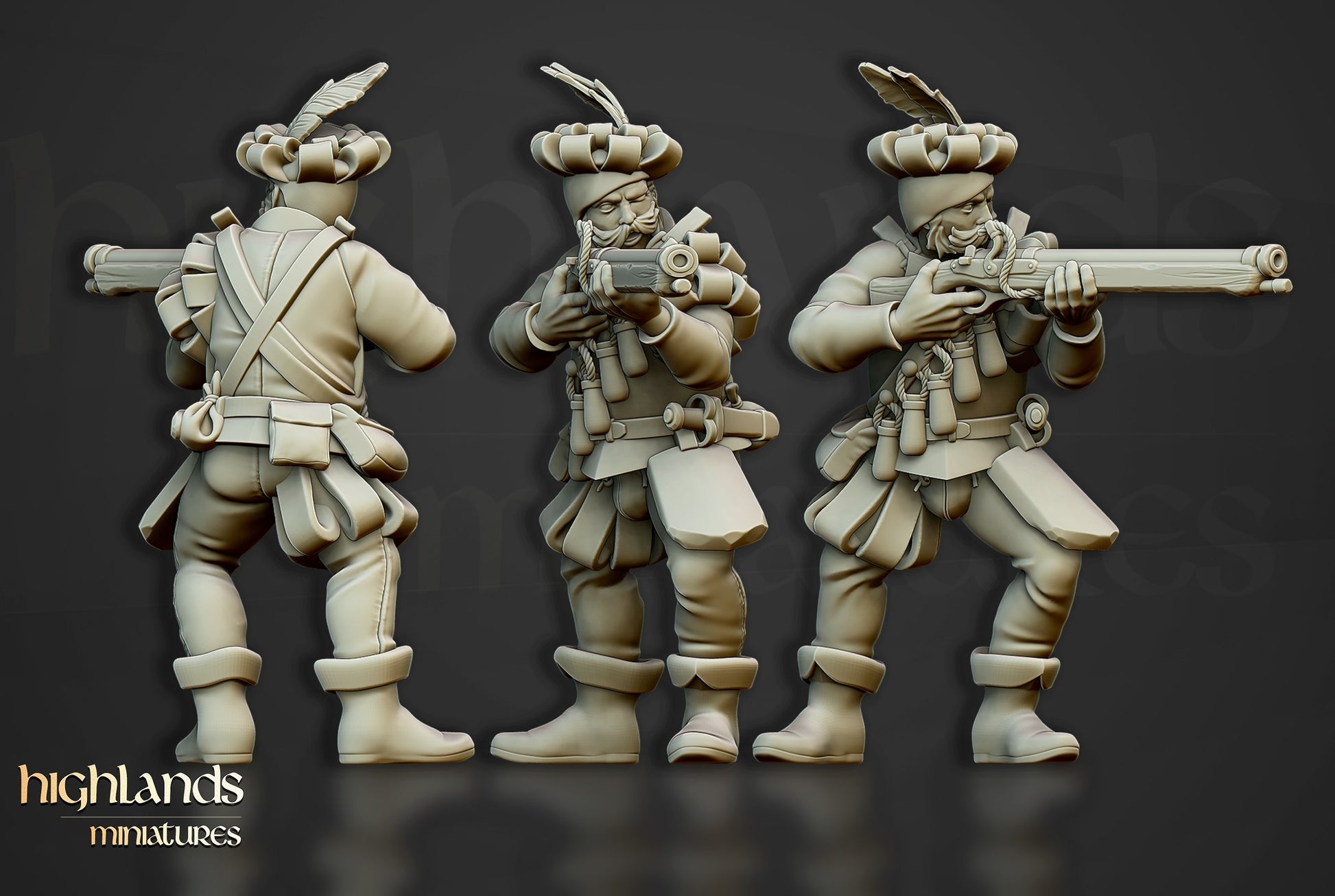 Miniatura Arcabuceros Imperio resina 28mm sin pintar - Drakholm
