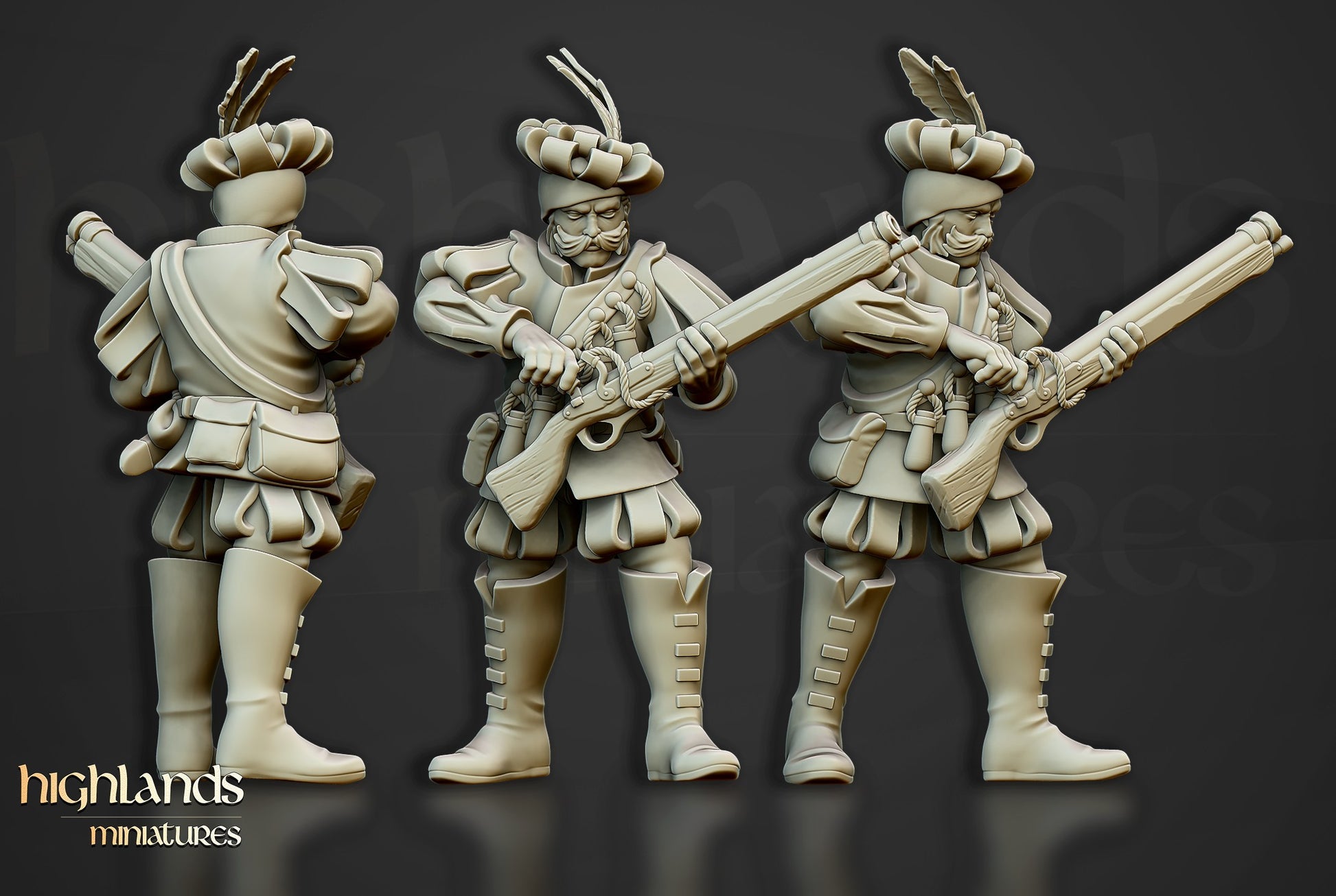 Miniatura Arcabuceros Imperio resina 28mm sin pintar - Drakholm