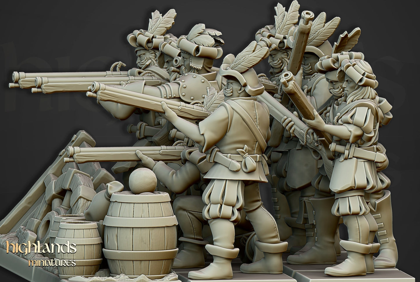 Miniatura Arcabuceros Imperio resina 28mm sin pintar - Drakholm