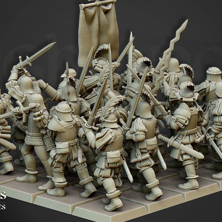 Miniatura Landsknechts de Soltau Imperio resina 28mm sin pintar - Drakholm