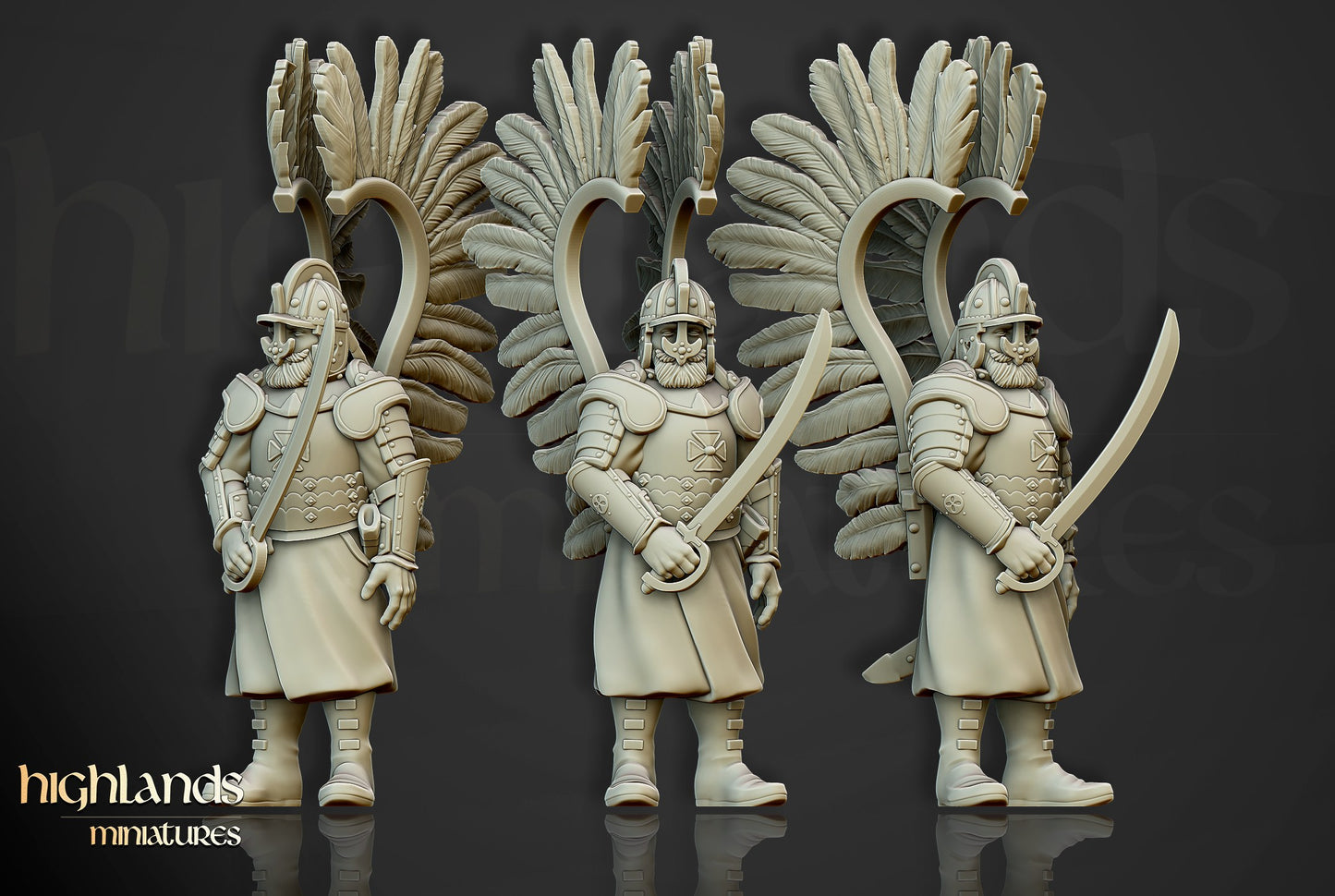 Miniatura Húsares Alados a Pie Imperio resina 28mm sin pintar - Drakholm