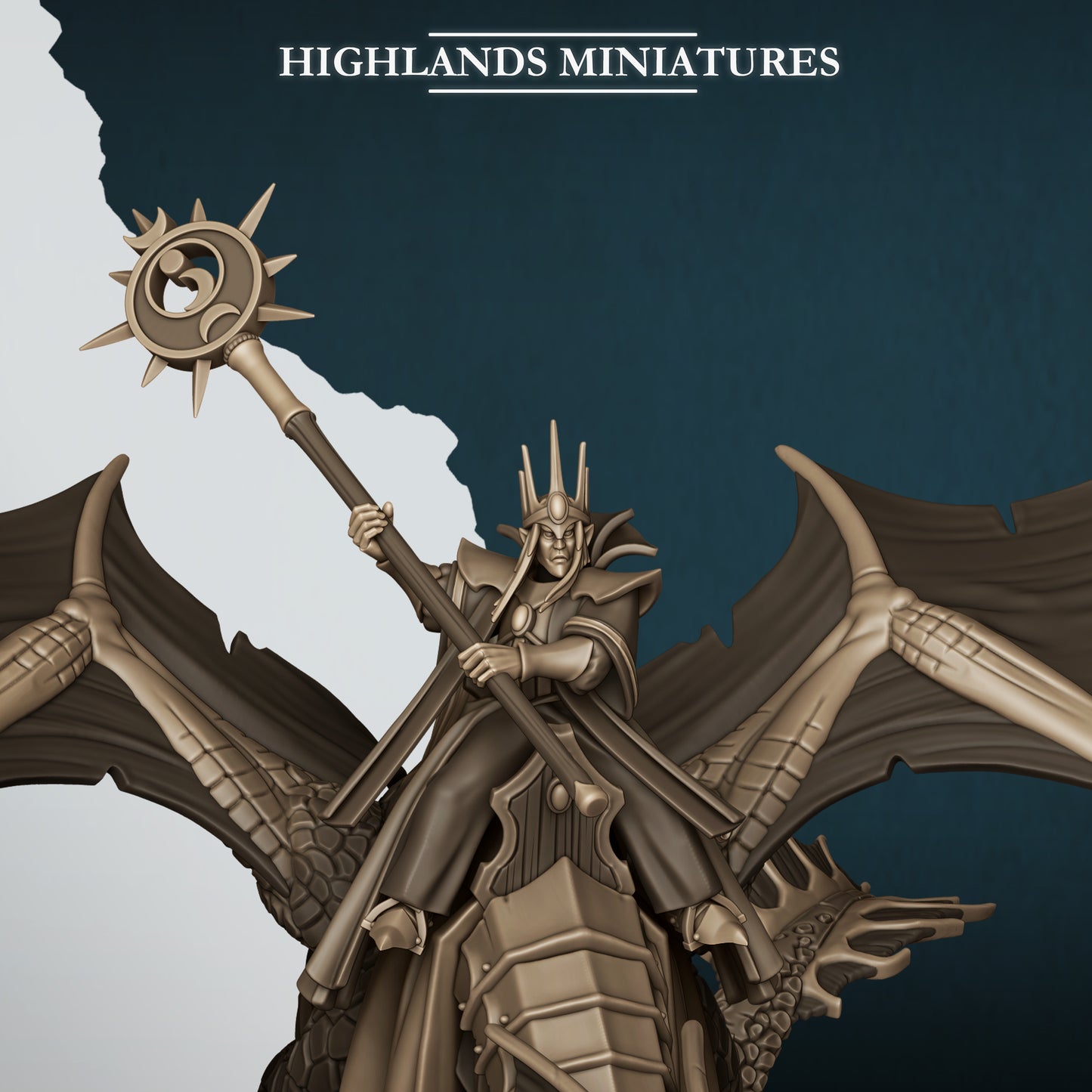 Miniatura Gran Maga en Dragón Altos Elfos resina 28mm sin pintar - Drakholm