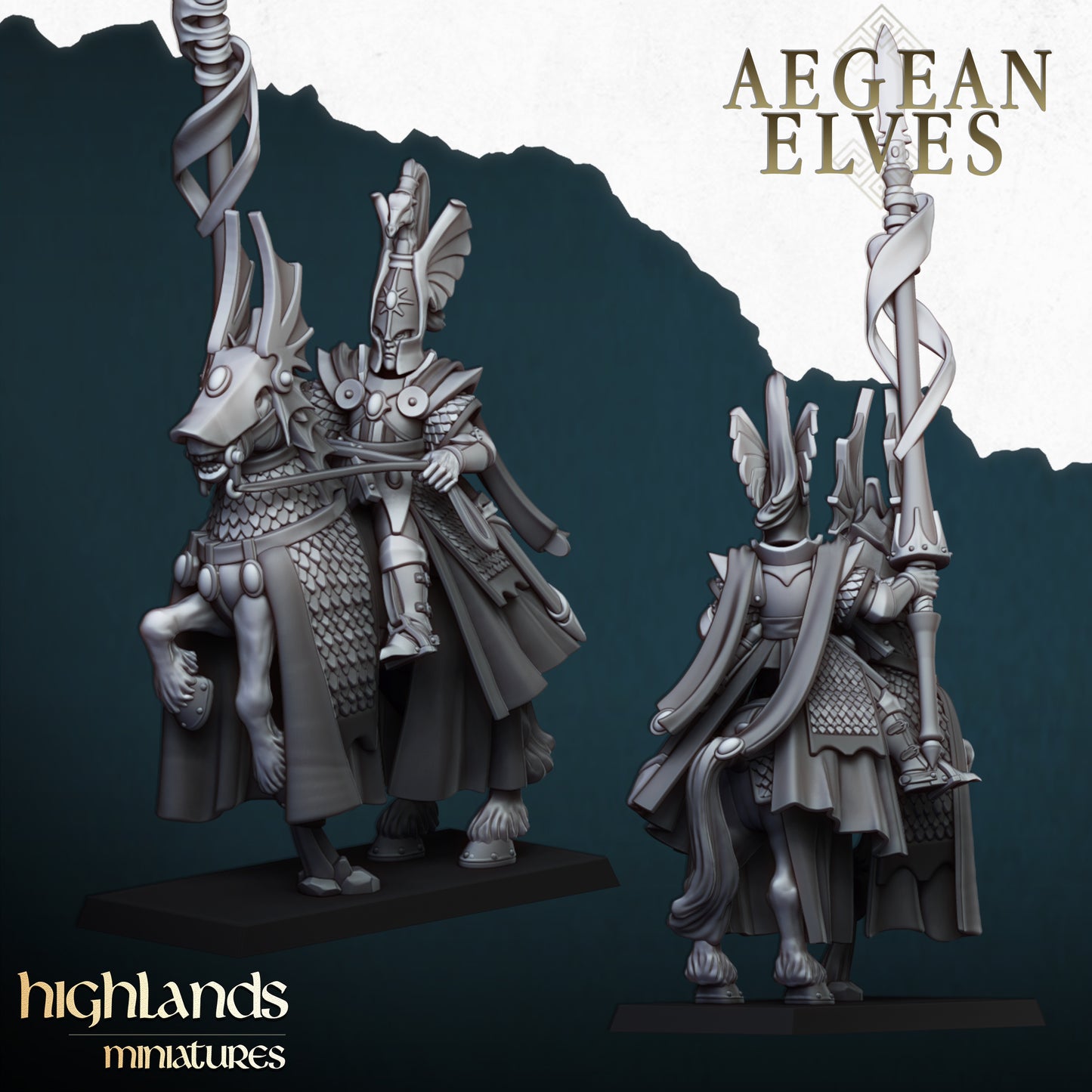 Miniatura Señor Montado Altos Elfos resina 28mm sin pintar - Drakholm