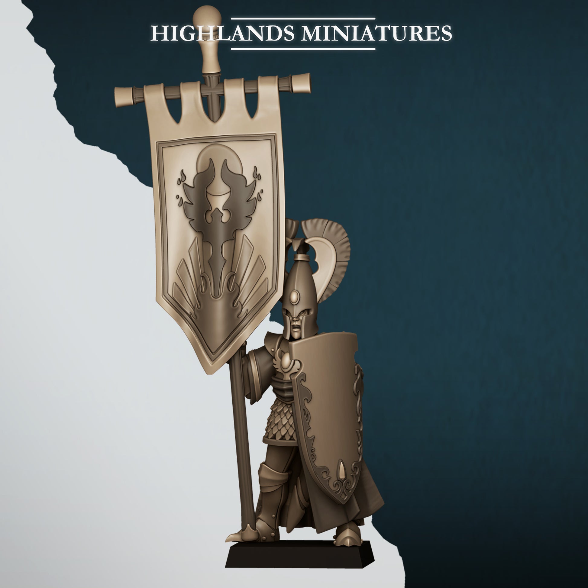 Miniatura Portaestandarte Altos Elfos resina 28mm sin pintar - Drakholm