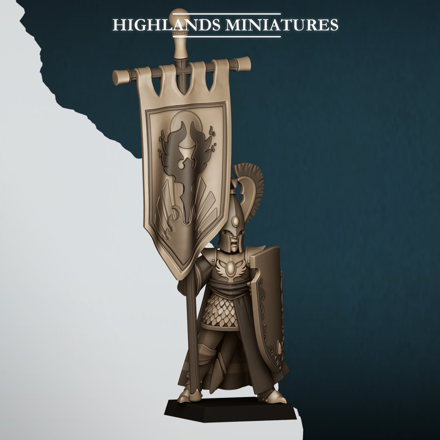 Miniatura Portaestandarte Altos Elfos resina 28mm sin pintar - Drakholm