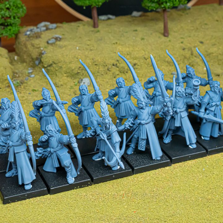 Miniatura Arqueros Altos Elfos resina 28mm sin pintar - Drakholm