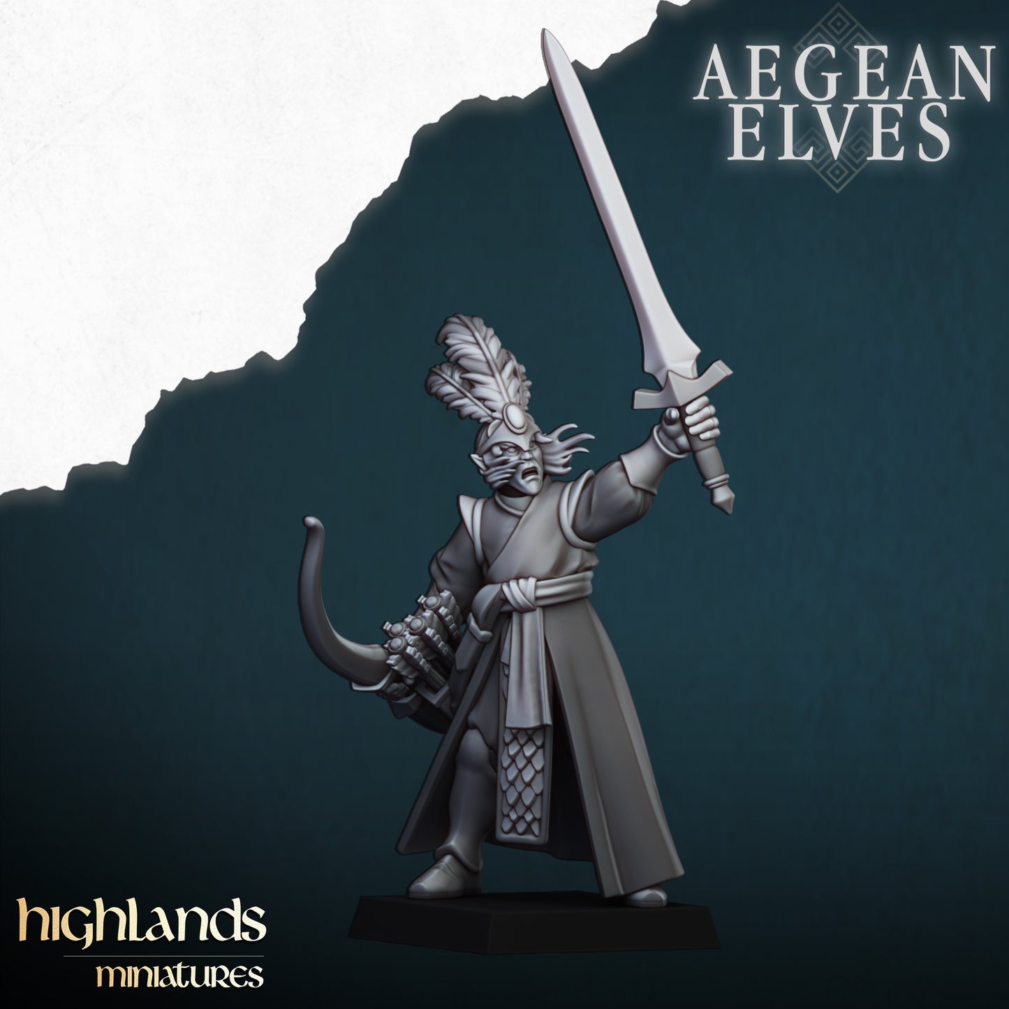 Miniatura Arqueros Altos Elfos resina 28mm sin pintar - Drakholm