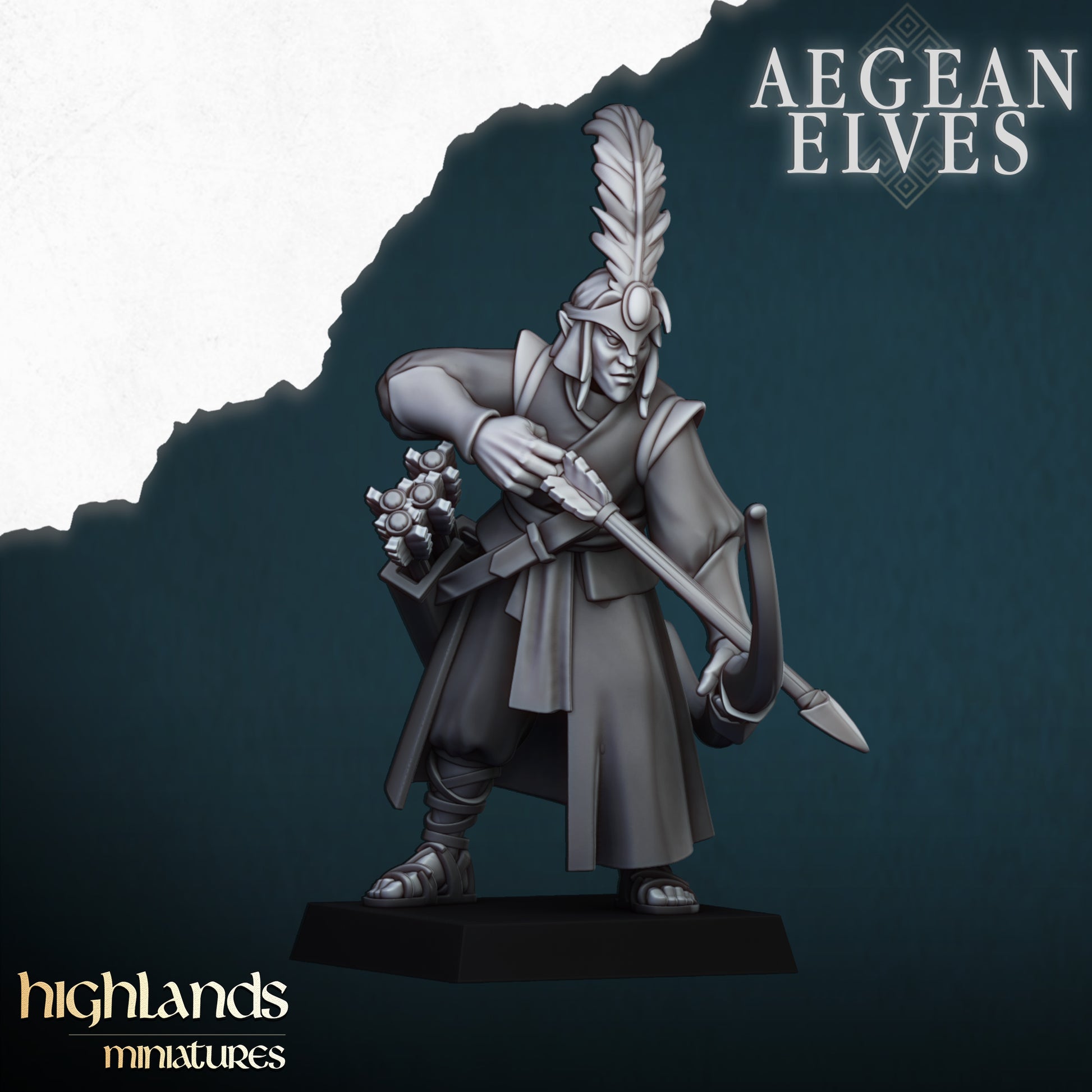 Miniatura Arqueros Altos Elfos resina 28mm sin pintar - Drakholm