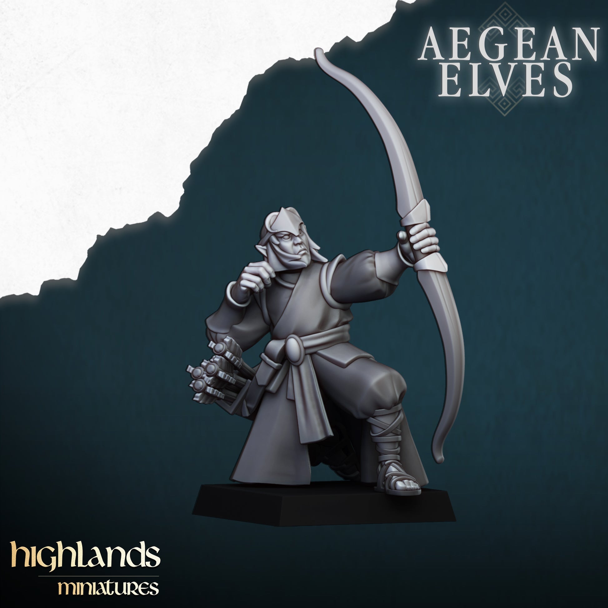 Miniatura Arqueros Altos Elfos resina 28mm sin pintar - Drakholm