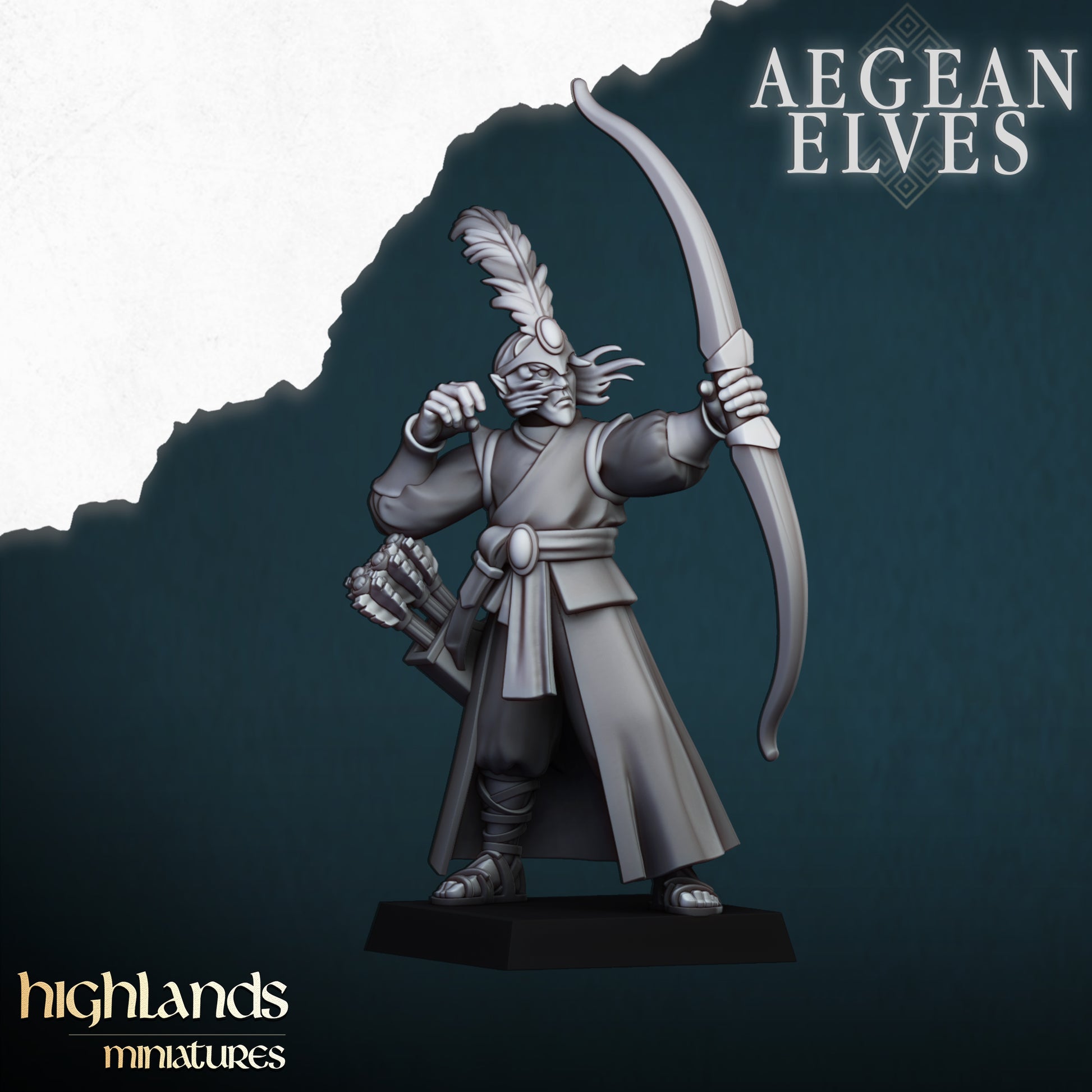 Miniatura Arqueros Altos Elfos resina 28mm sin pintar - Drakholm