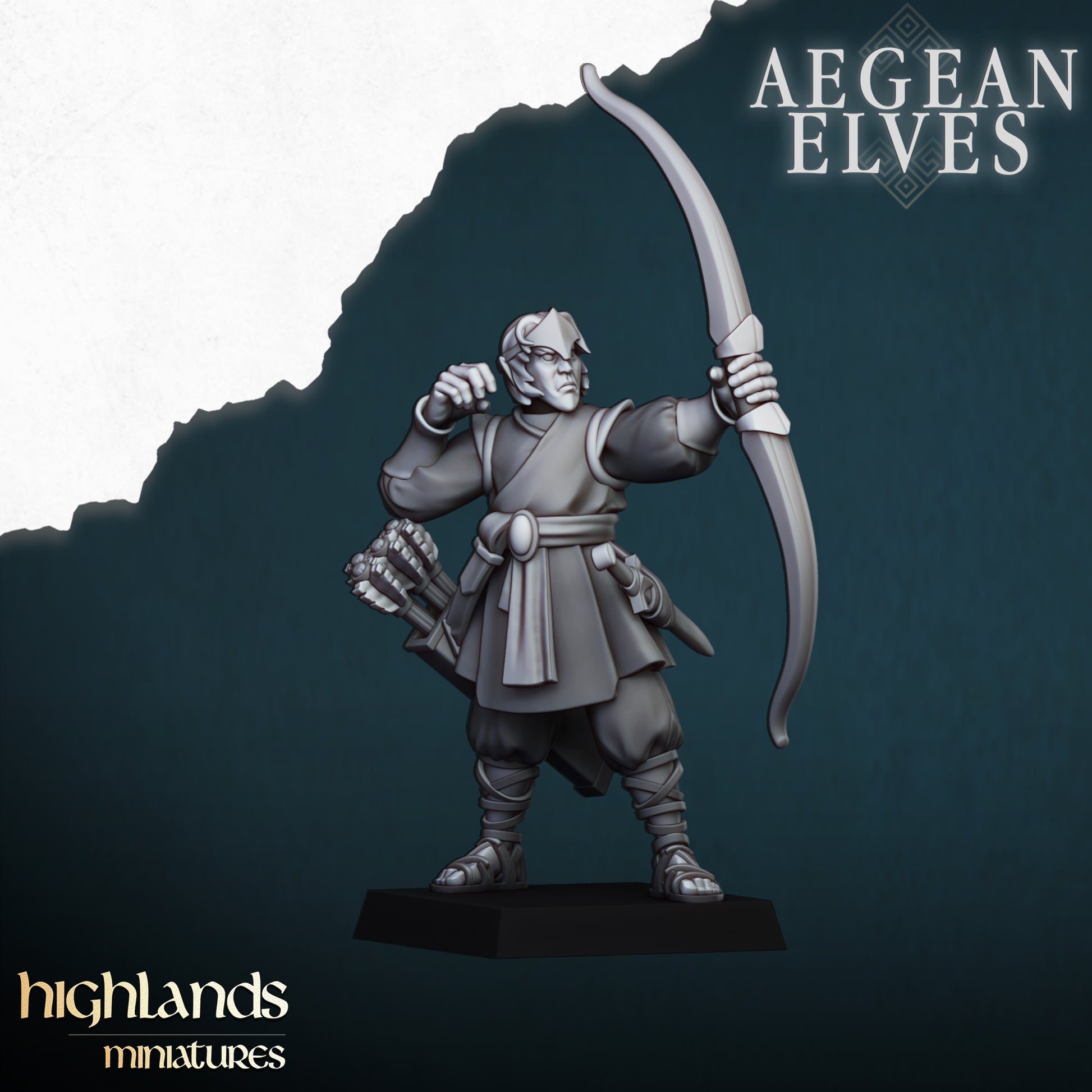 Miniatura Arqueros Altos Elfos resina 28mm sin pintar - Drakholm