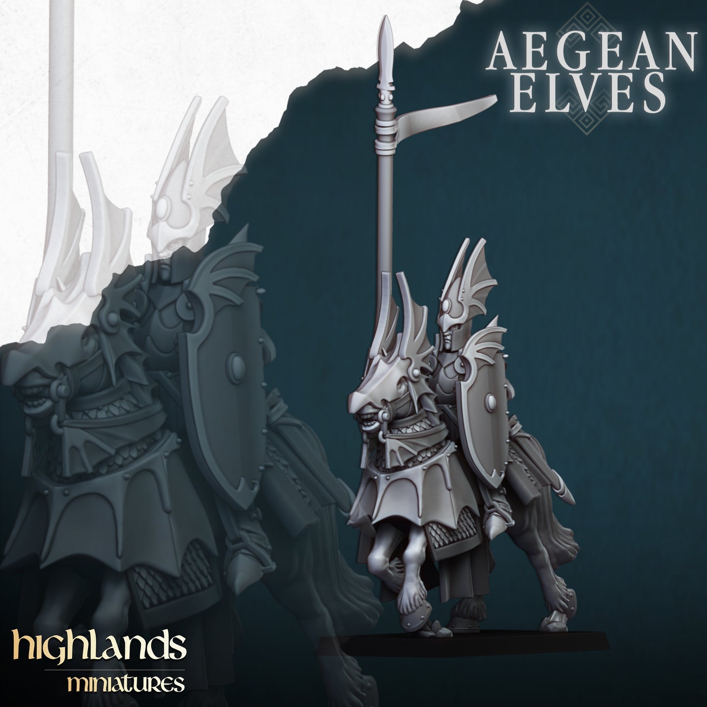 Miniatura Caballería de Dragones Altos Elfos resina 28mm sin pintar - Drakholm