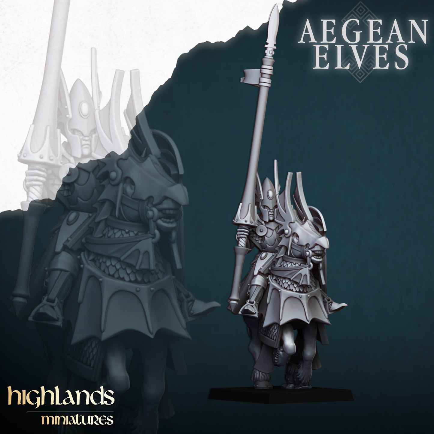 Miniatura Caballería de Dragones Altos Elfos resina 28mm sin pintar - Drakholm
