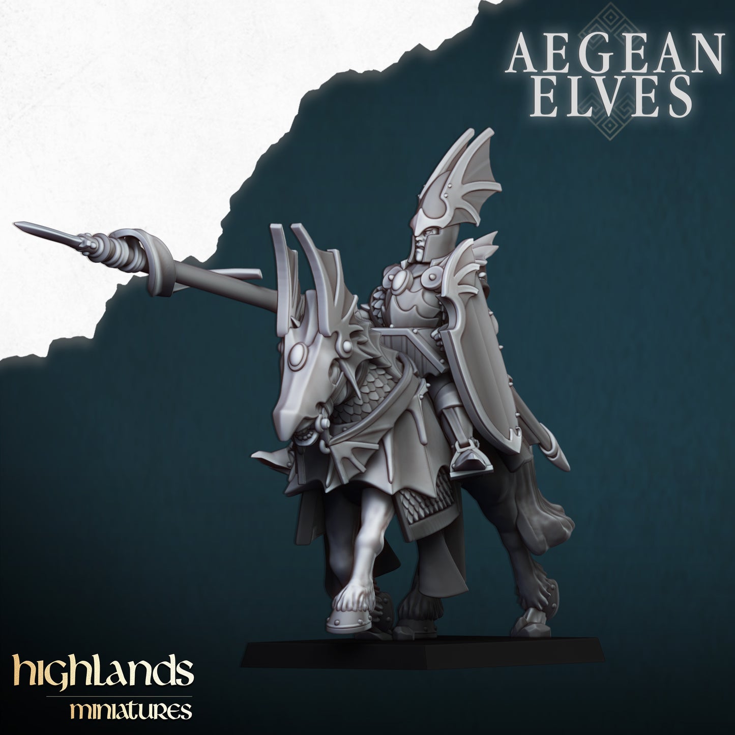 Miniatura Caballería de Dragones Altos Elfos resina 28mm sin pintar - Drakholm