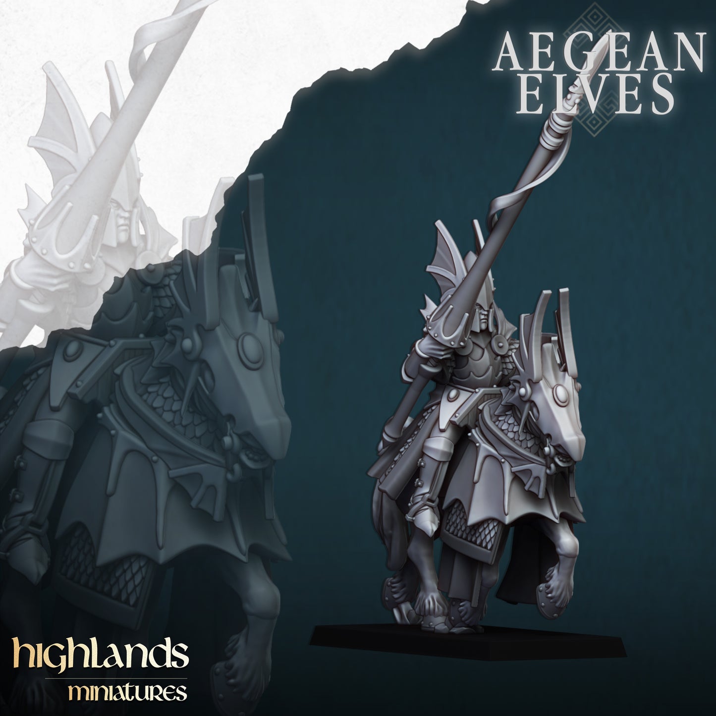 Miniatura Caballería de Dragones Altos Elfos resina 28mm sin pintar - Drakholm