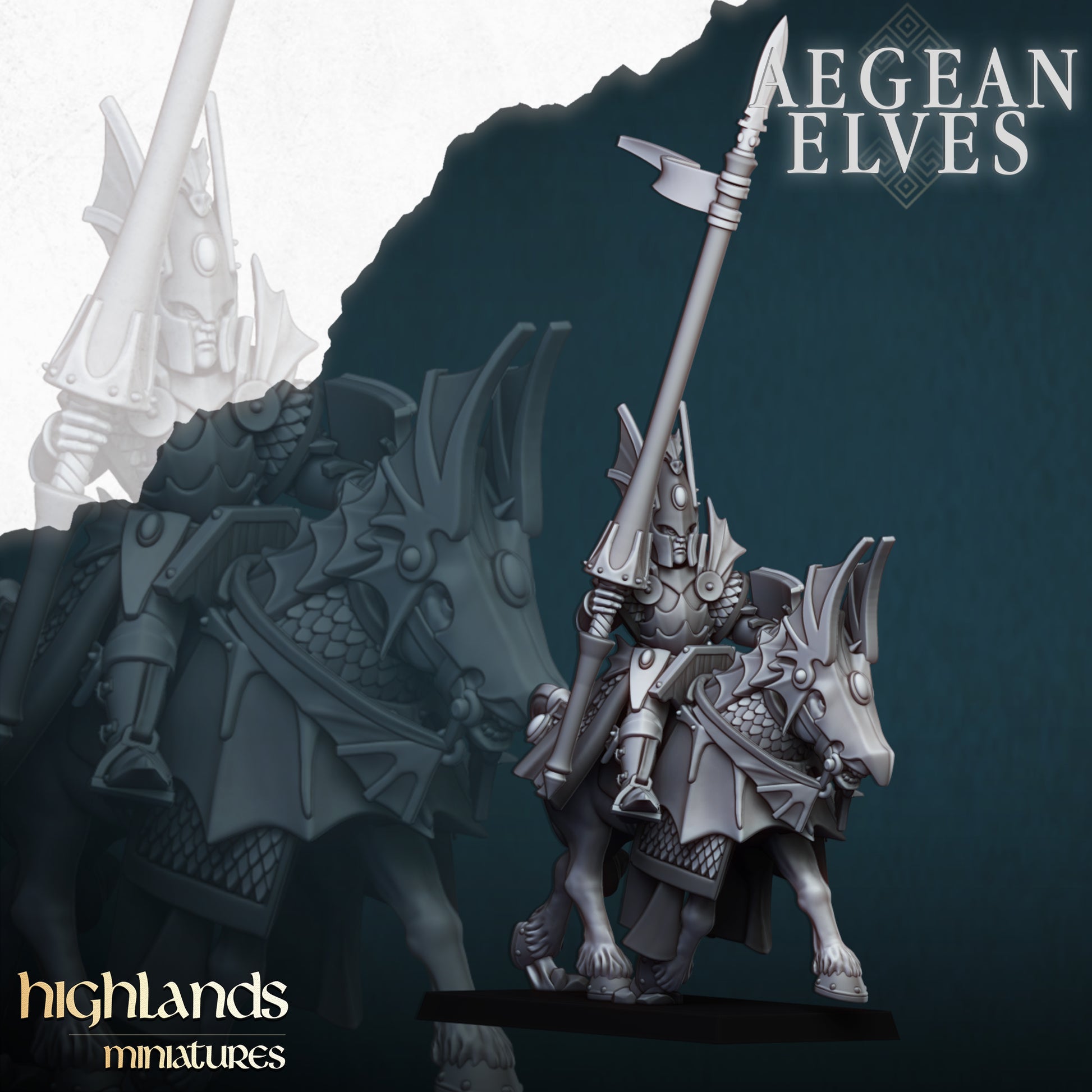 Miniatura Caballería de Dragones Altos Elfos resina 28mm sin pintar - Drakholm