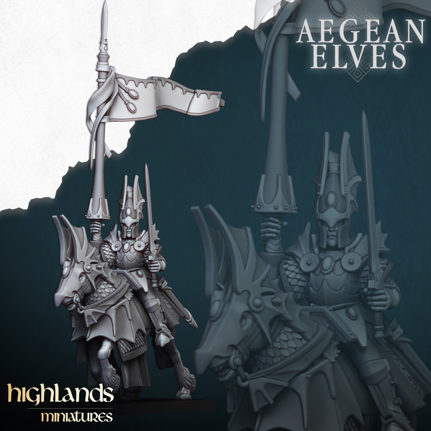 Miniatura Caballería de Dragones Altos Elfos resina 28mm sin pintar - Drakholm