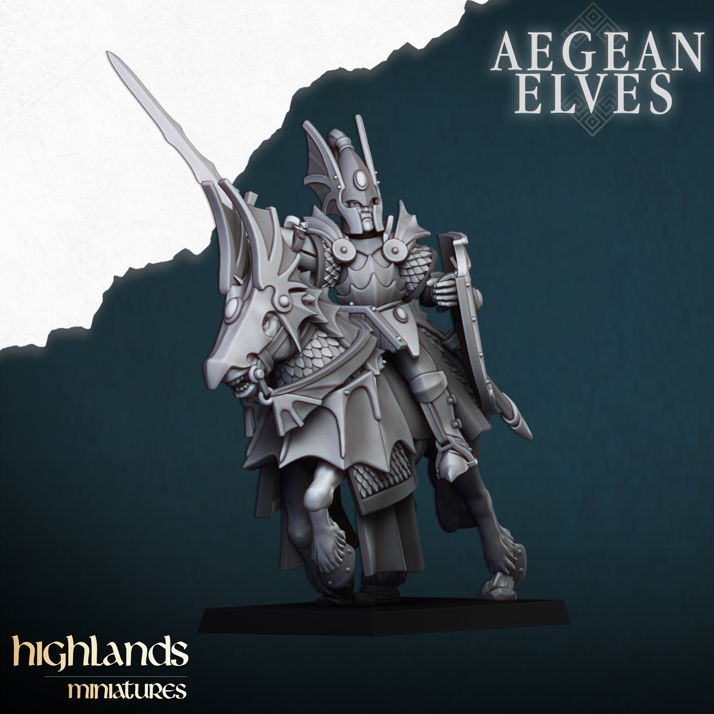 Miniatura Caballería de Dragones Altos Elfos resina 28mm sin pintar - Drakholm