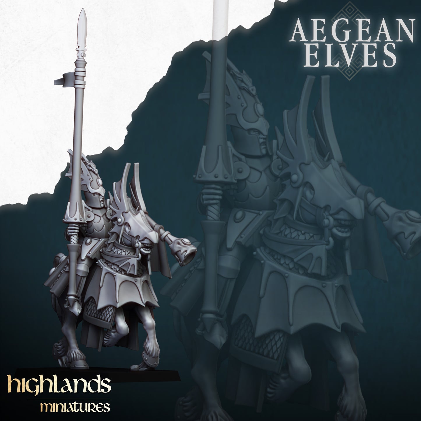 Miniatura Caballería de Dragones Altos Elfos resina 28mm sin pintar - Drakholm