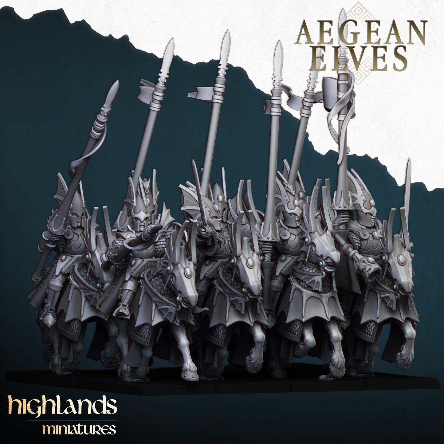 Miniatura Caballería de Dragones Altos Elfos resina 28mm sin pintar - Drakholm