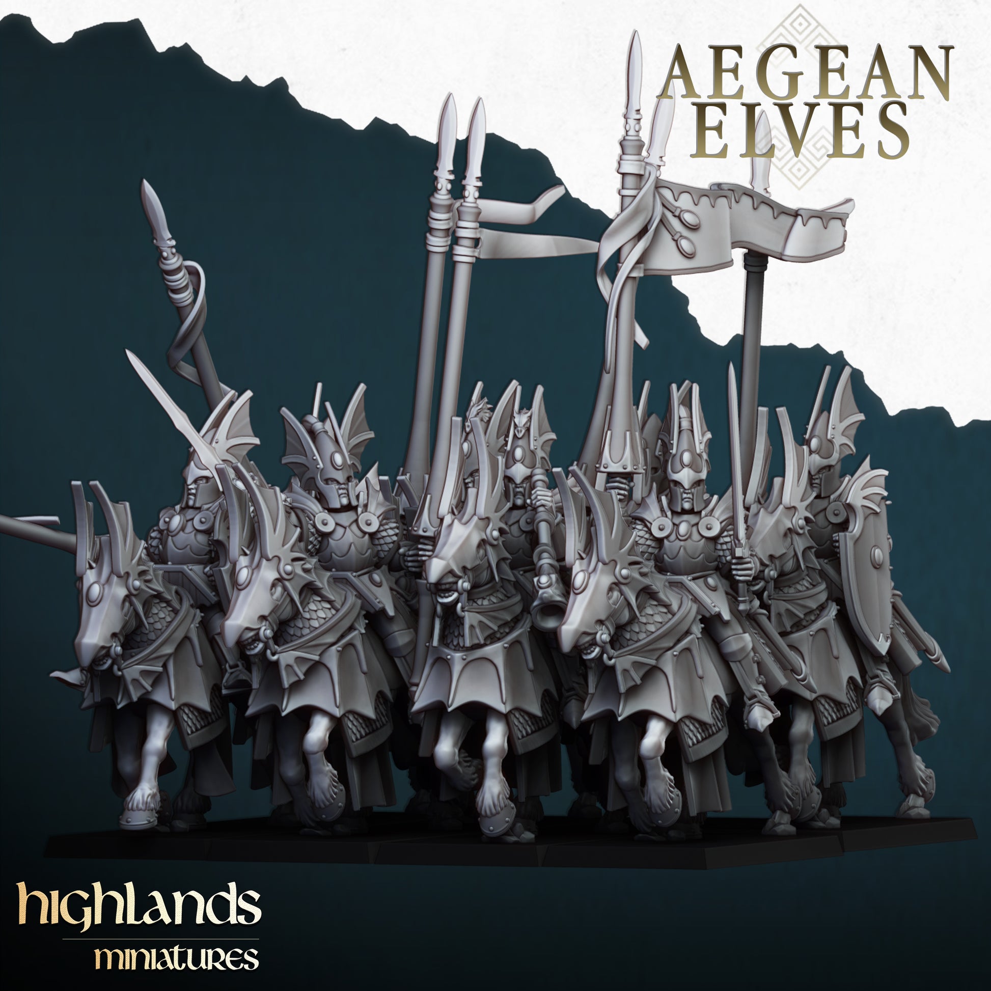 Miniatura Caballería de Dragones Altos Elfos resina 28mm sin pintar - Drakholm