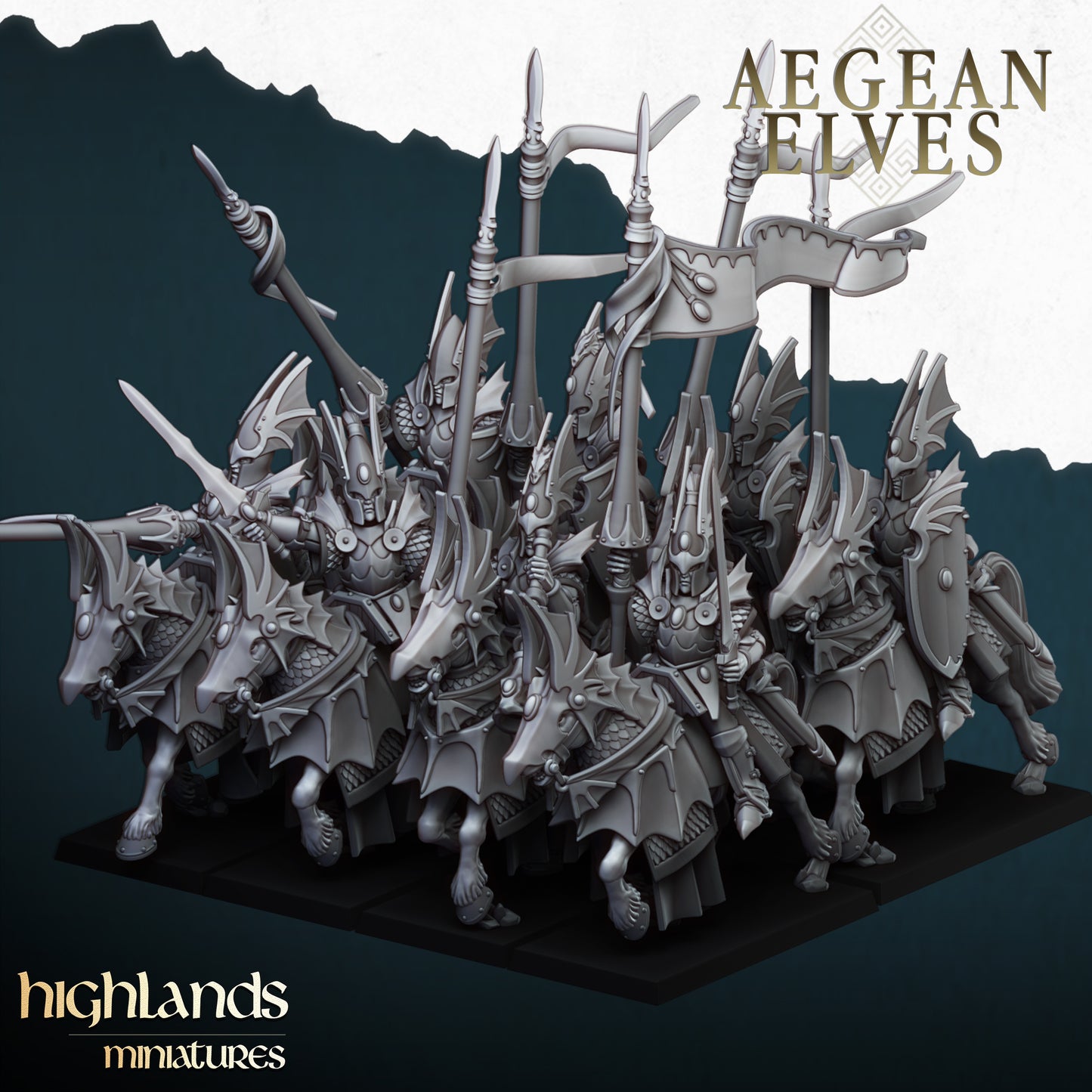 Miniatura Caballería de Dragones Altos Elfos resina 28mm sin pintar - Drakholm