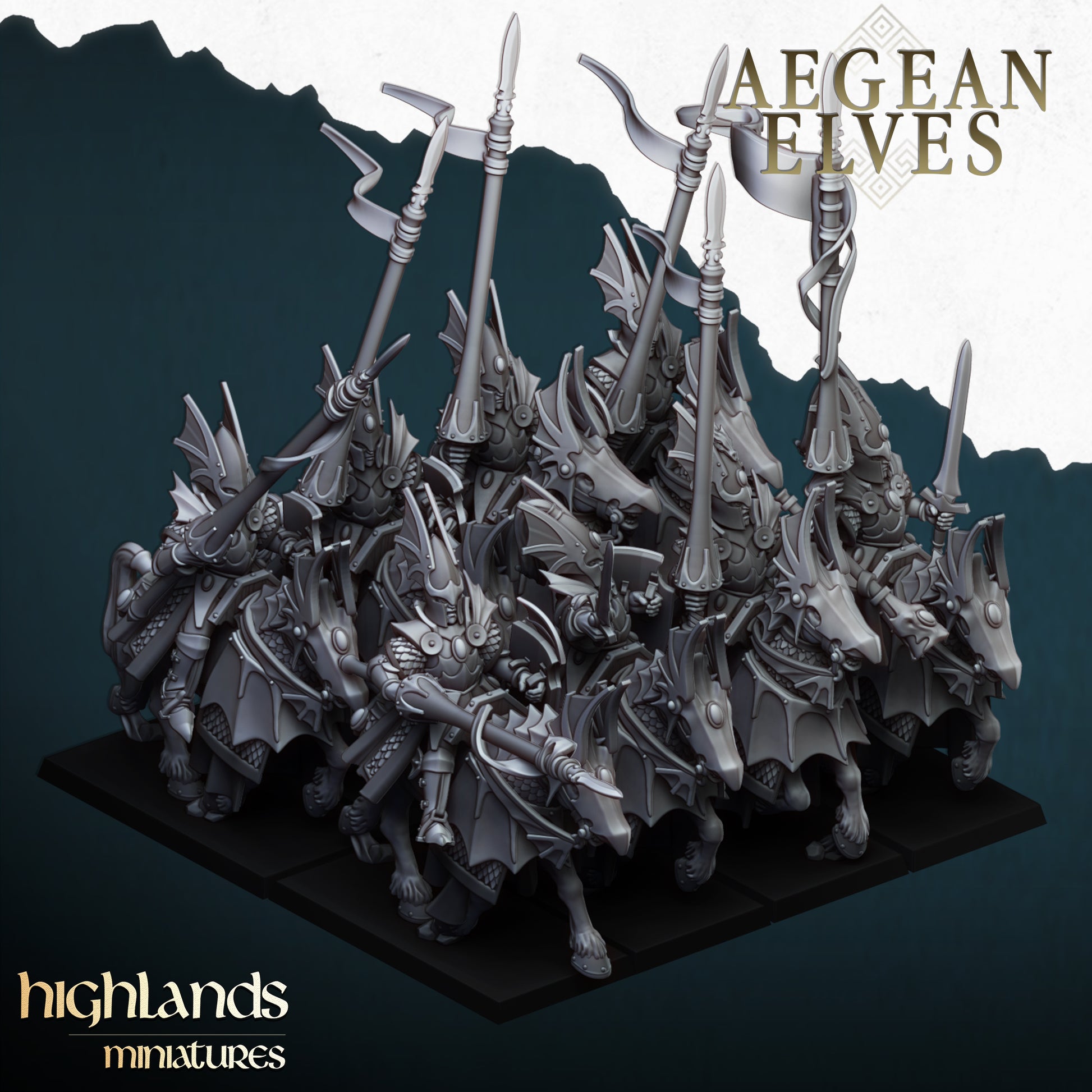 Miniatura Caballería de Dragones Altos Elfos resina 28mm sin pintar - Drakholm
